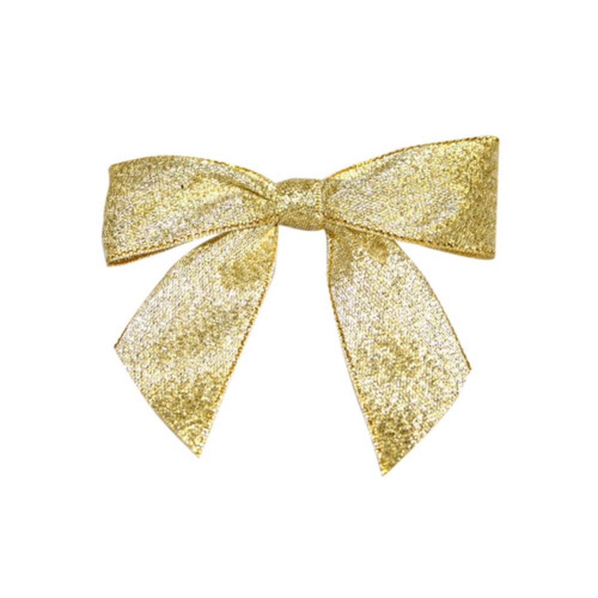 100pc Gold Metallic Shimmer Large Twist Tie Bows, 0.875"