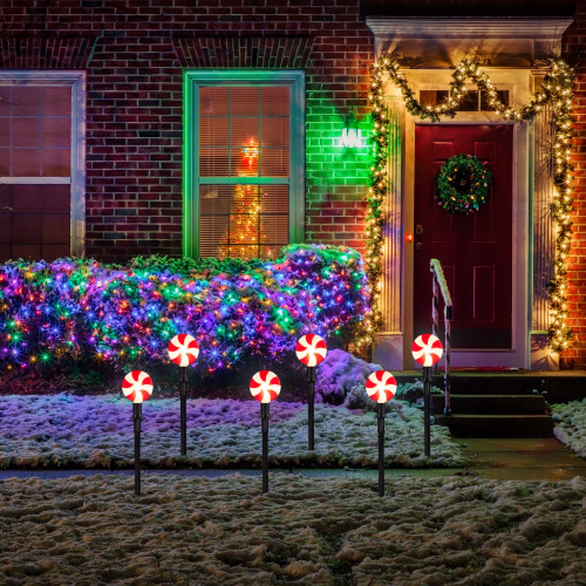 14.5" LED Lighted Peppermint Outdoor Christmas Pathway Markers - Set of 4