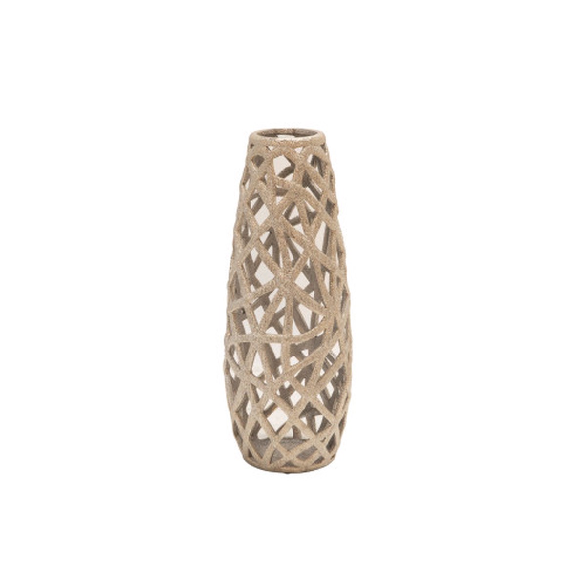 18" Champagne Gold Ceramic Tabletop Cut Out Vase