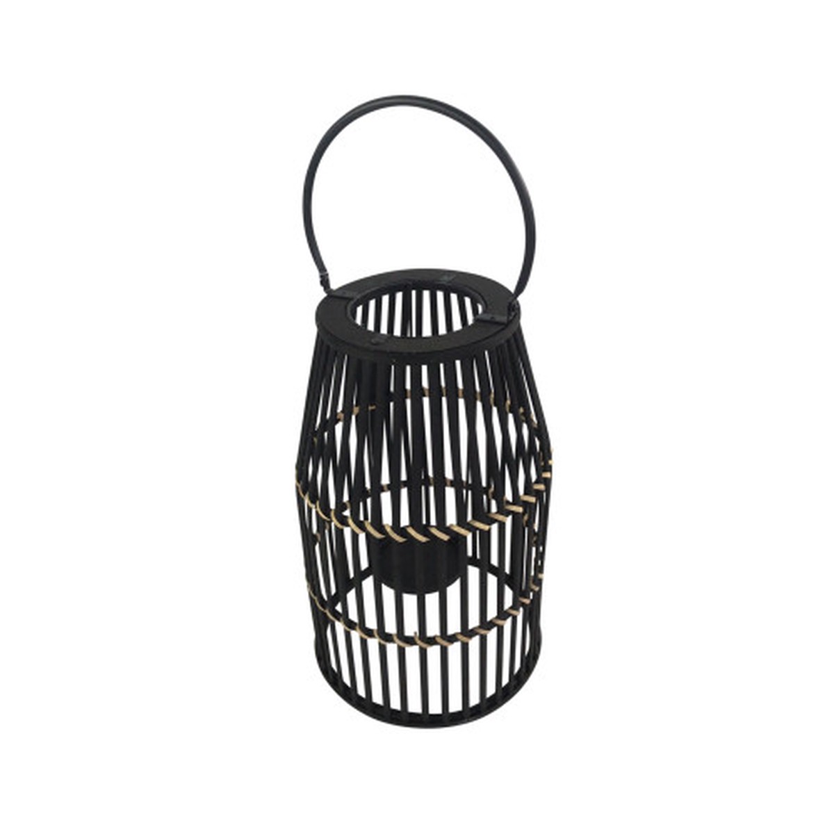 20" Black Decorative Candle Lantern with Handle