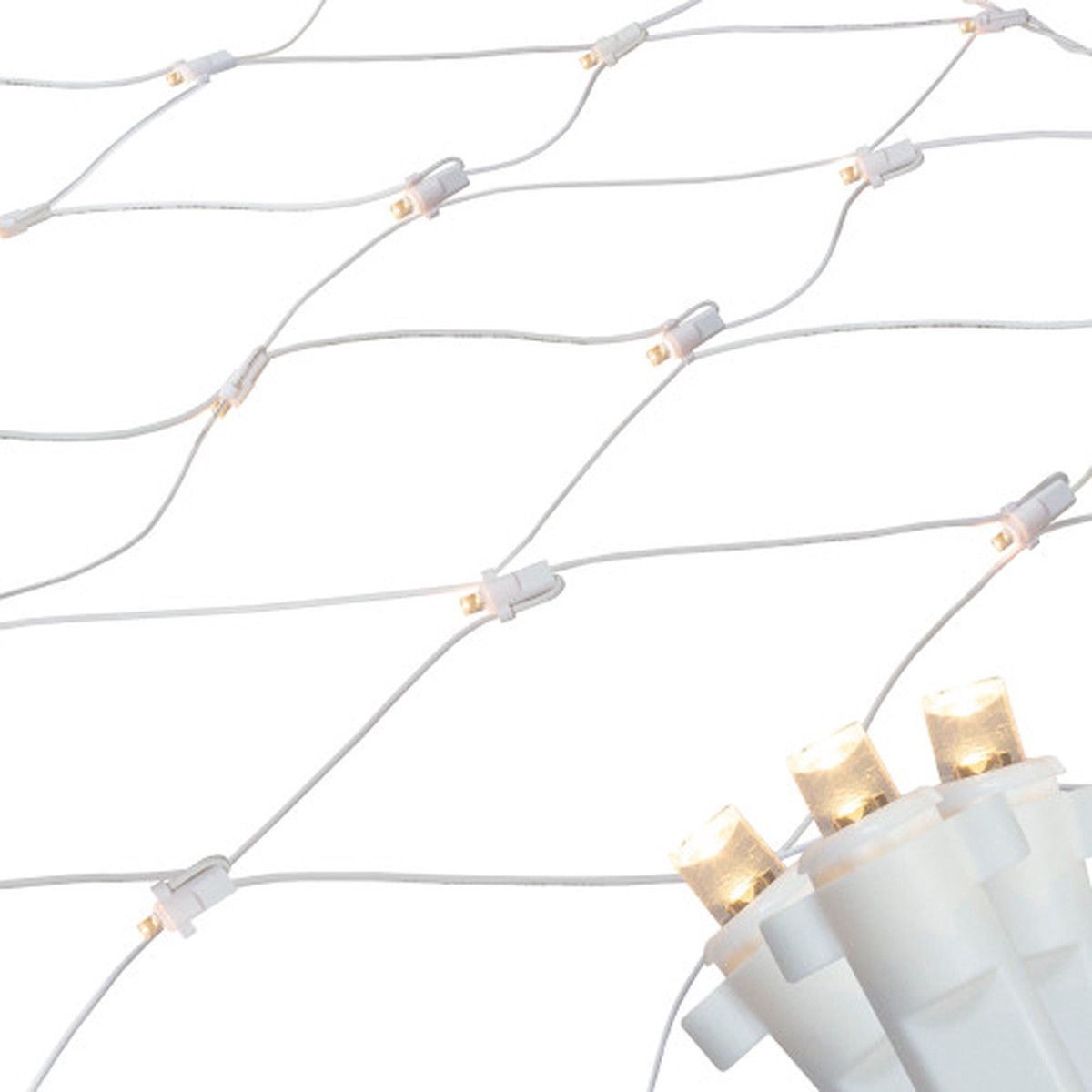 4' x 6' Warm White LED Wide Angle Net Style Christmas Lights - White Wire