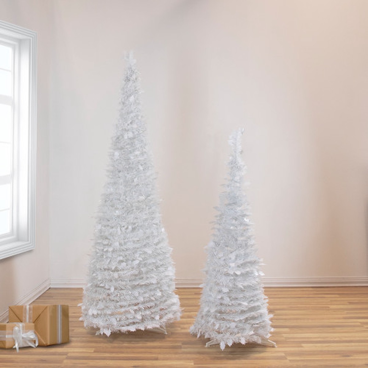 6' White Tinsel Pop-Up Artificial Christmas Tree - Unlit