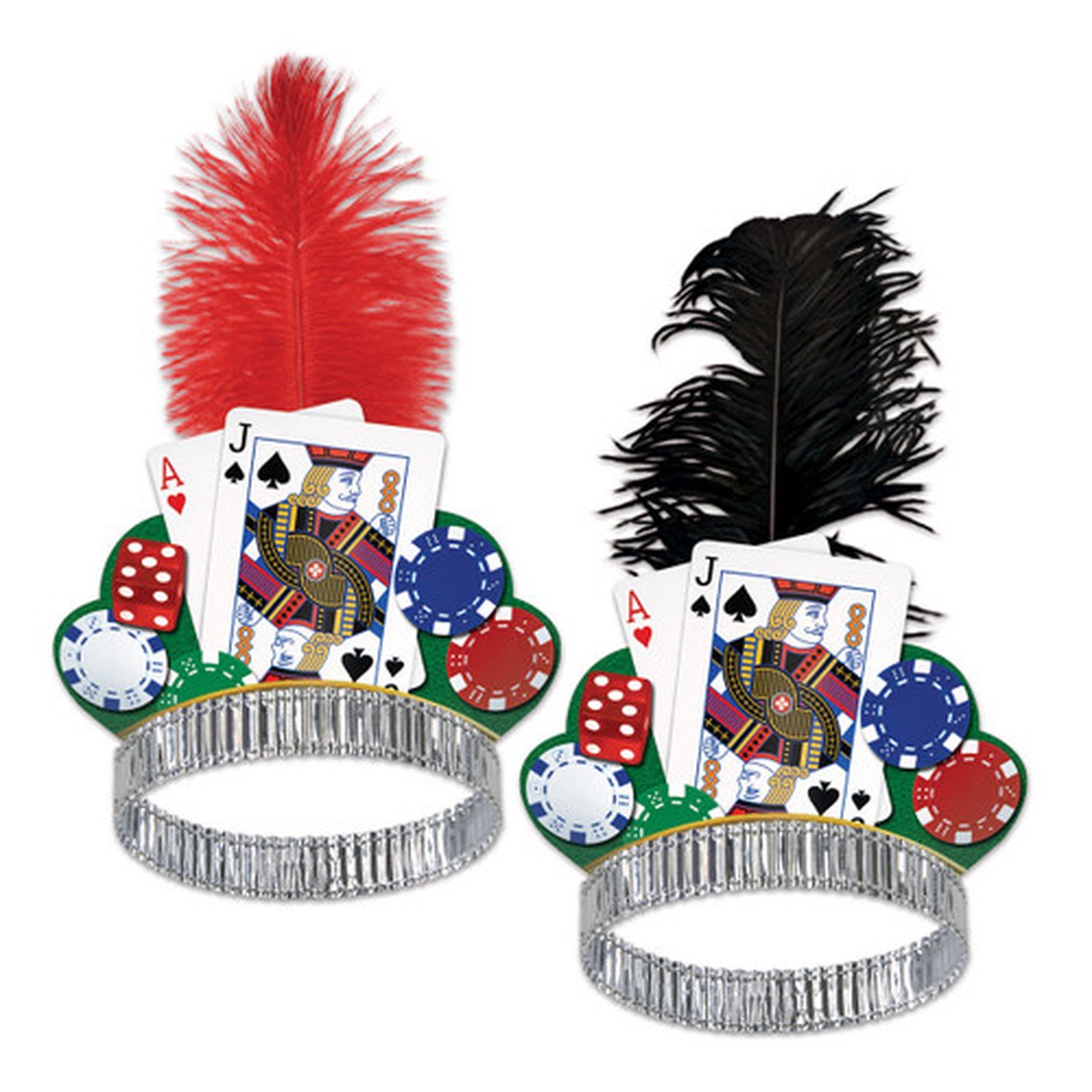 Casino Night Plumed Tiara Party Favors - Multicolor - Pack of 50