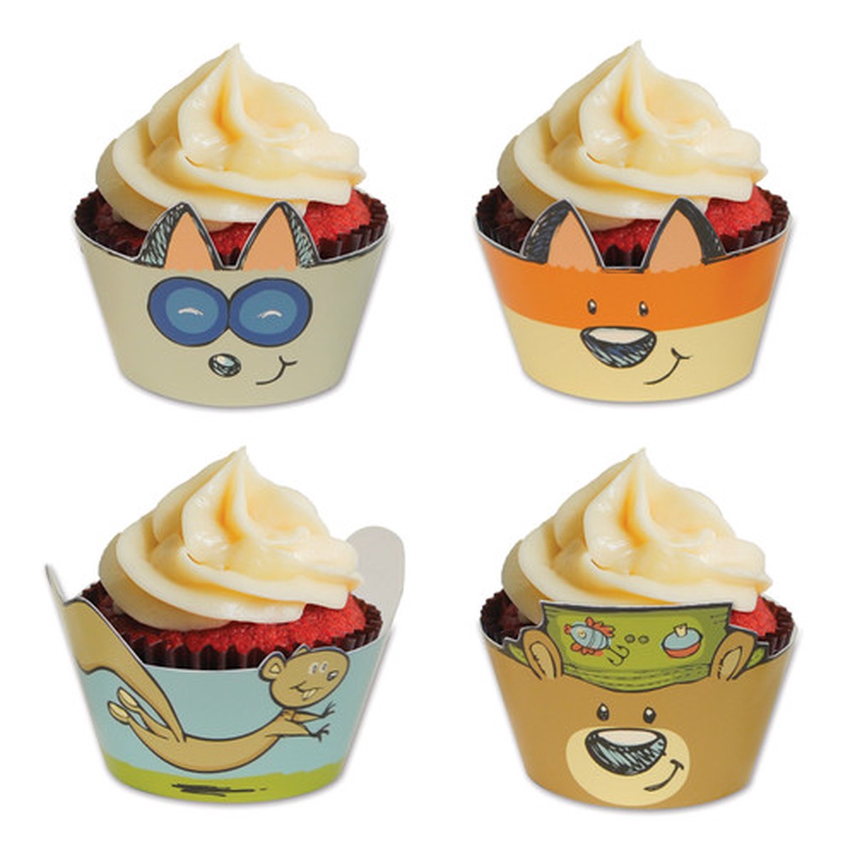Club Pack of 96 Multi-Color Camping Woodland Friends Cupcake Wrappers 9.25"
