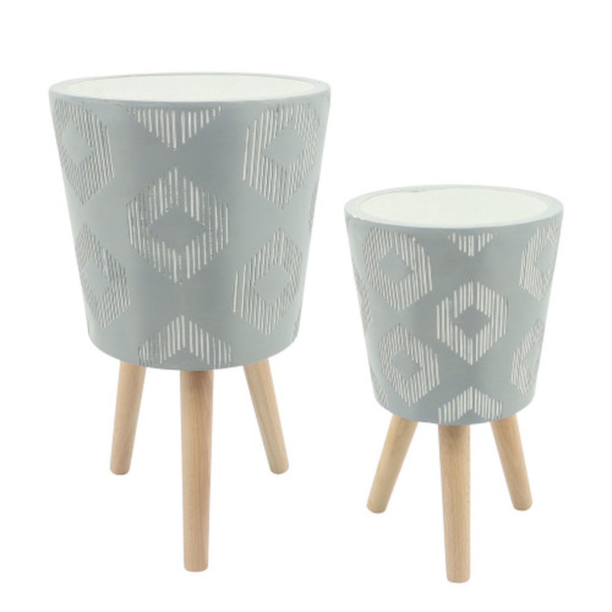 Diamond Design Outdoor Tripod Legs Planters - 21" - Gray and Beige - Set of 2