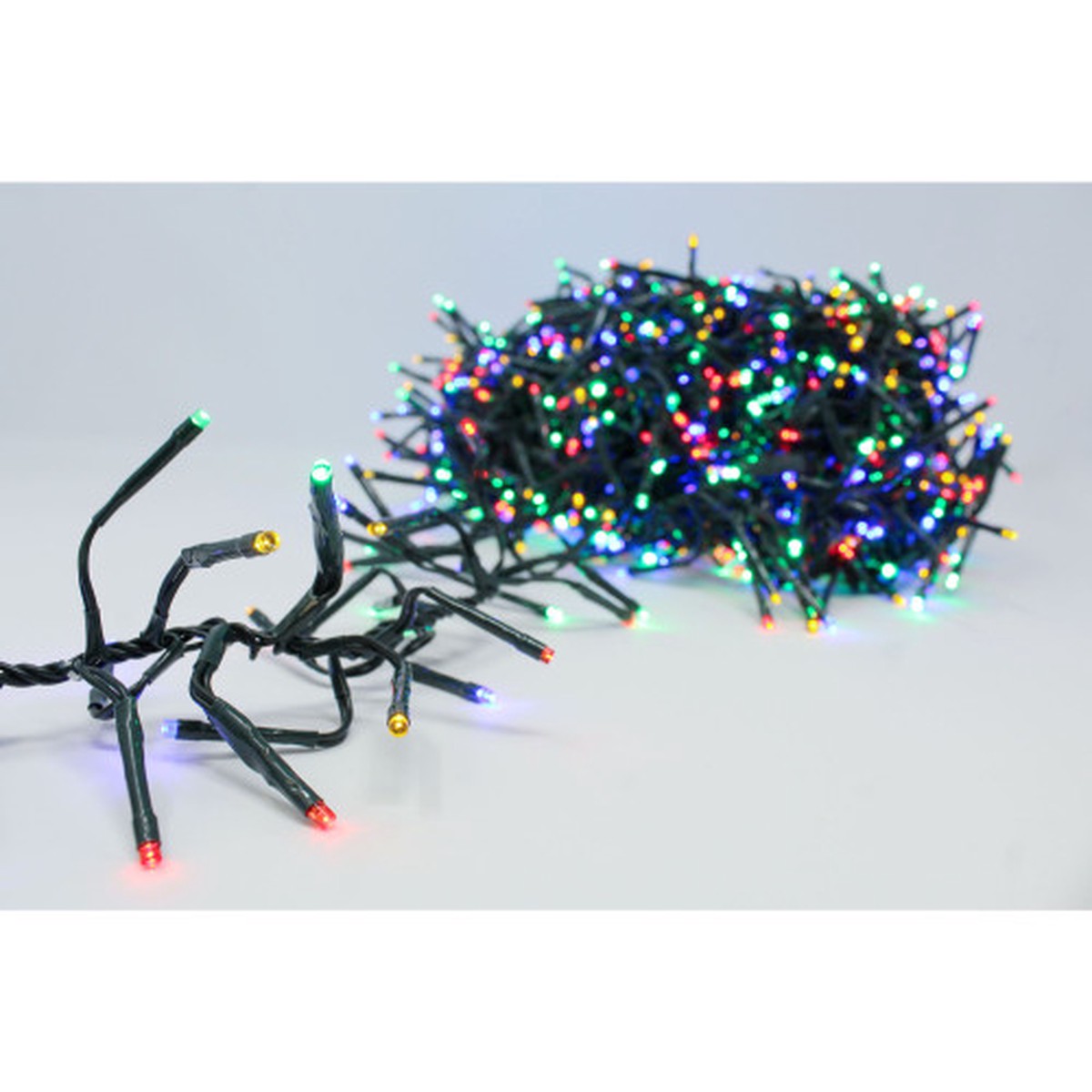 Fire Cracker Cluster LED Mini Wide Angle Christmas Lights - Multi - Green Wire - 1500 ct