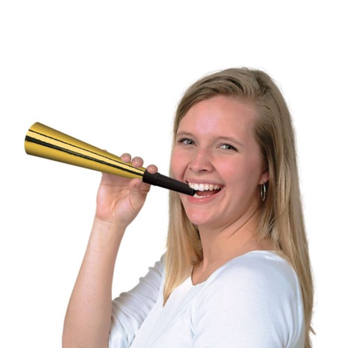 New Year's Eve Foil Trumpet Horn Party Favors - 9" - Gold - Pack of 100