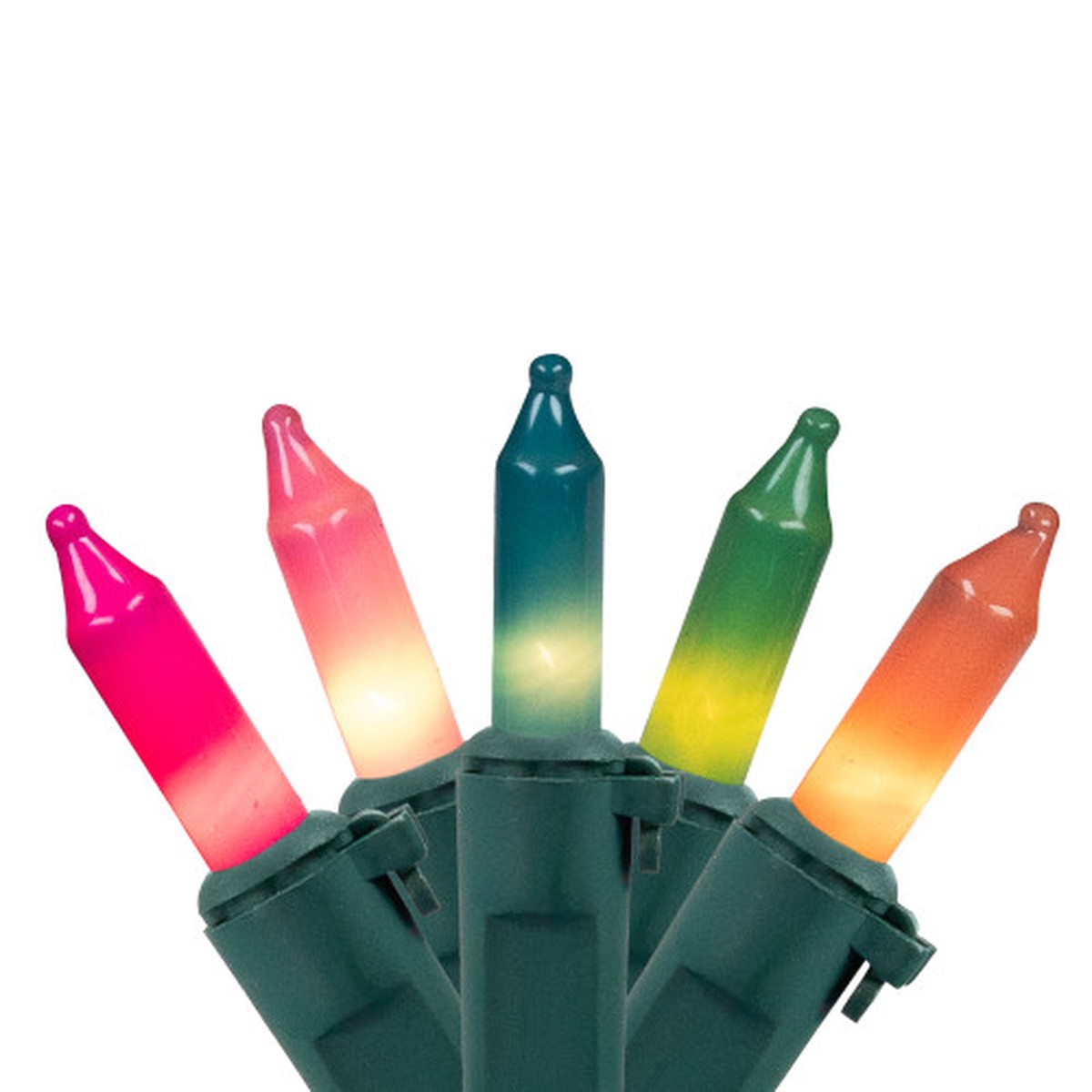 Pastel Multicolor Mini Christmas Lights - 2.5" Spacing - Green Wire - 35ct
