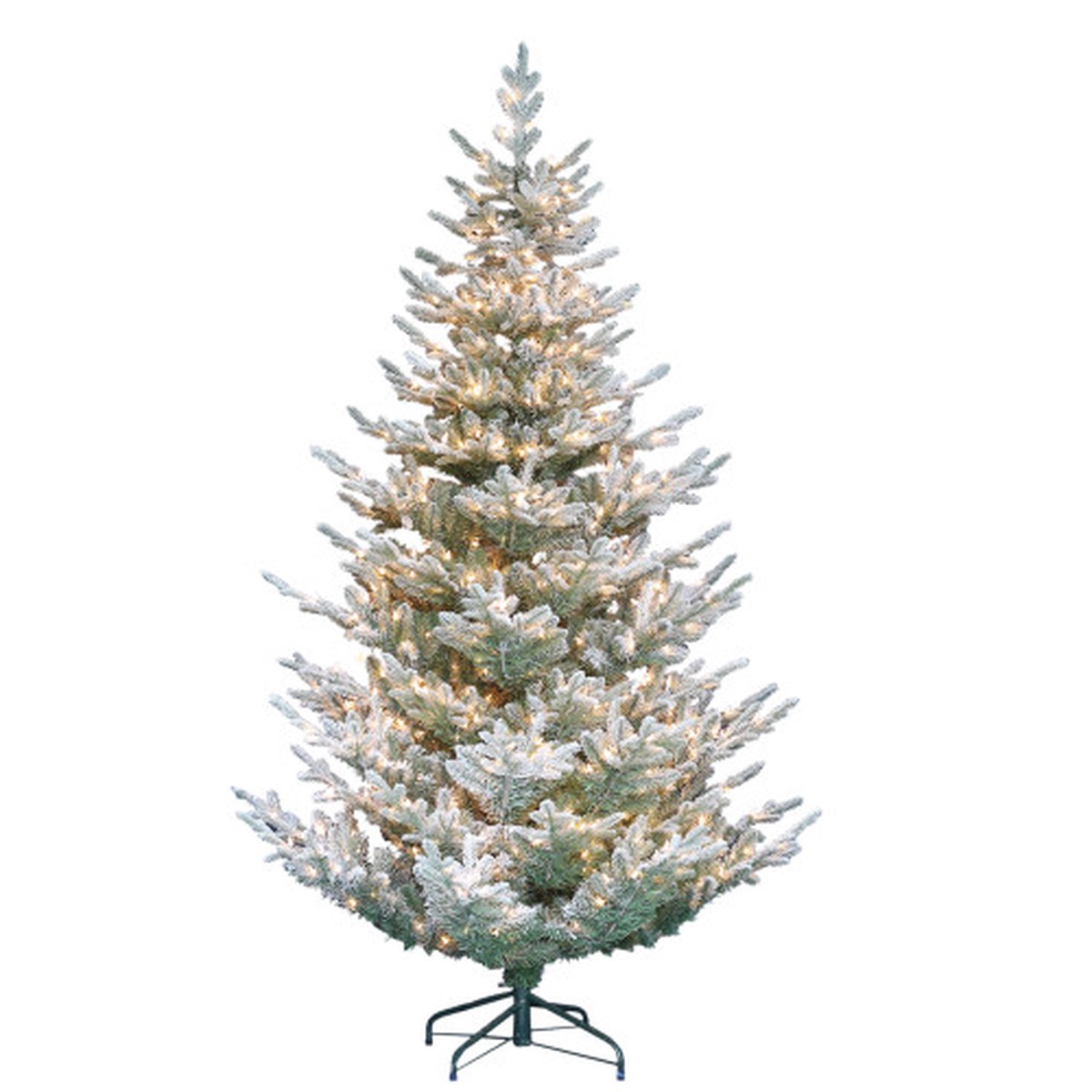 Pre-lit Flocked Hillside Spruce Artificial Christmas Tree - 7.5 - Clear Lights