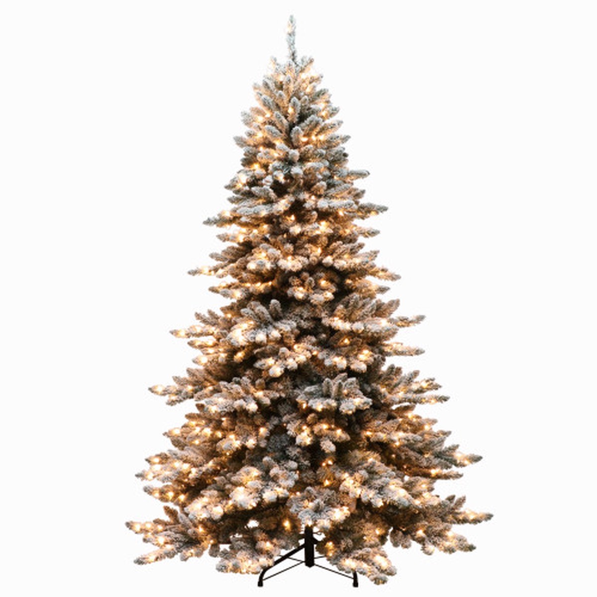 Pre-lit Medium Flocked Royal Spruce Artificial Christmas Tree - 9 - Clear Light
