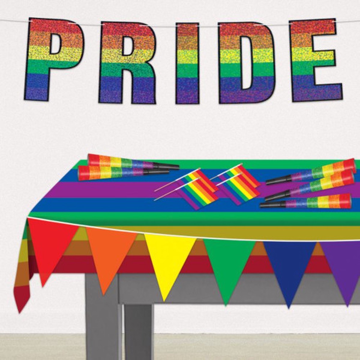 Pride Flag Printed Disposable Tablecloth 108 Multicolor Pack of 12