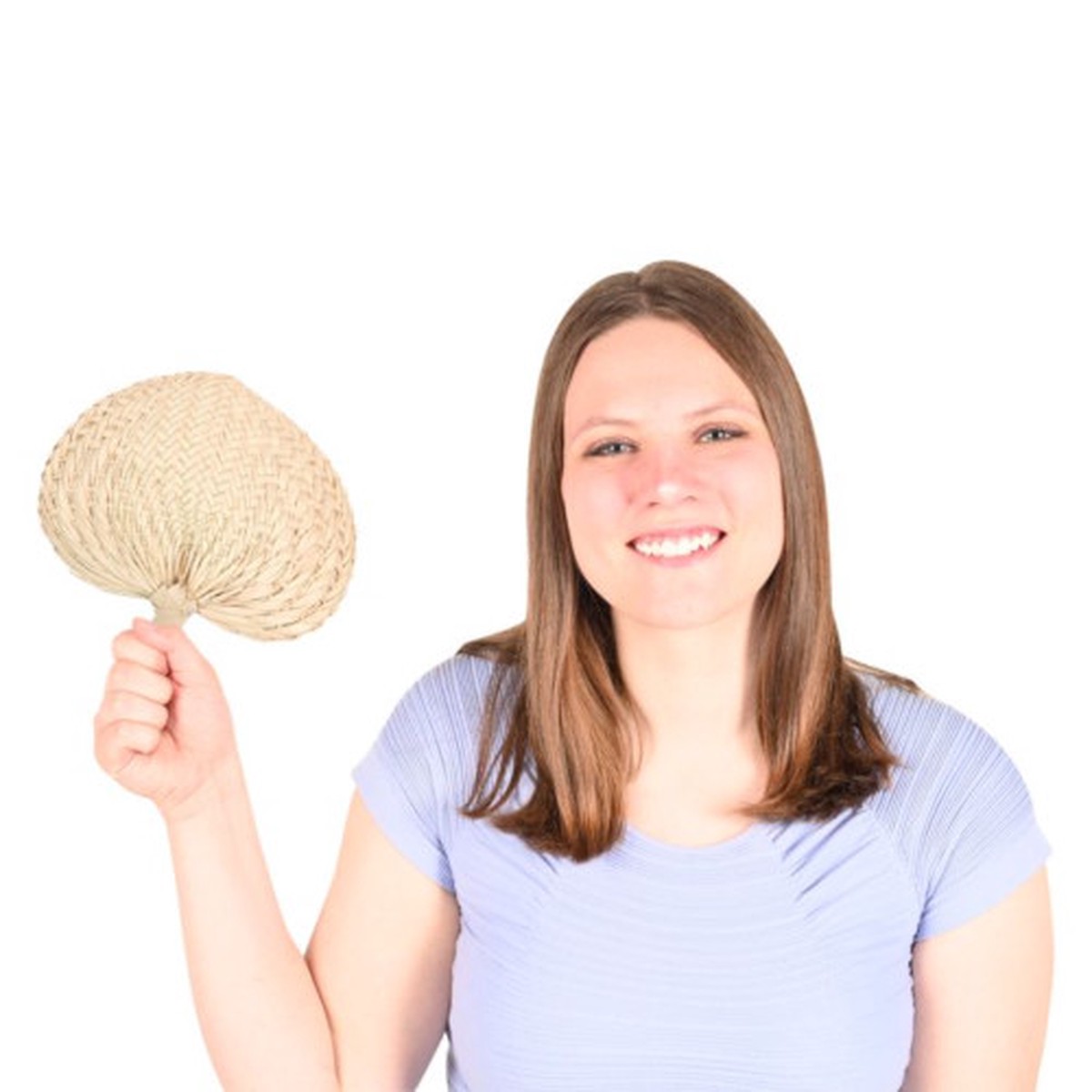 Raffia Fan Luau Celebration Party Decorations - 11" - Beige - Pack of 6