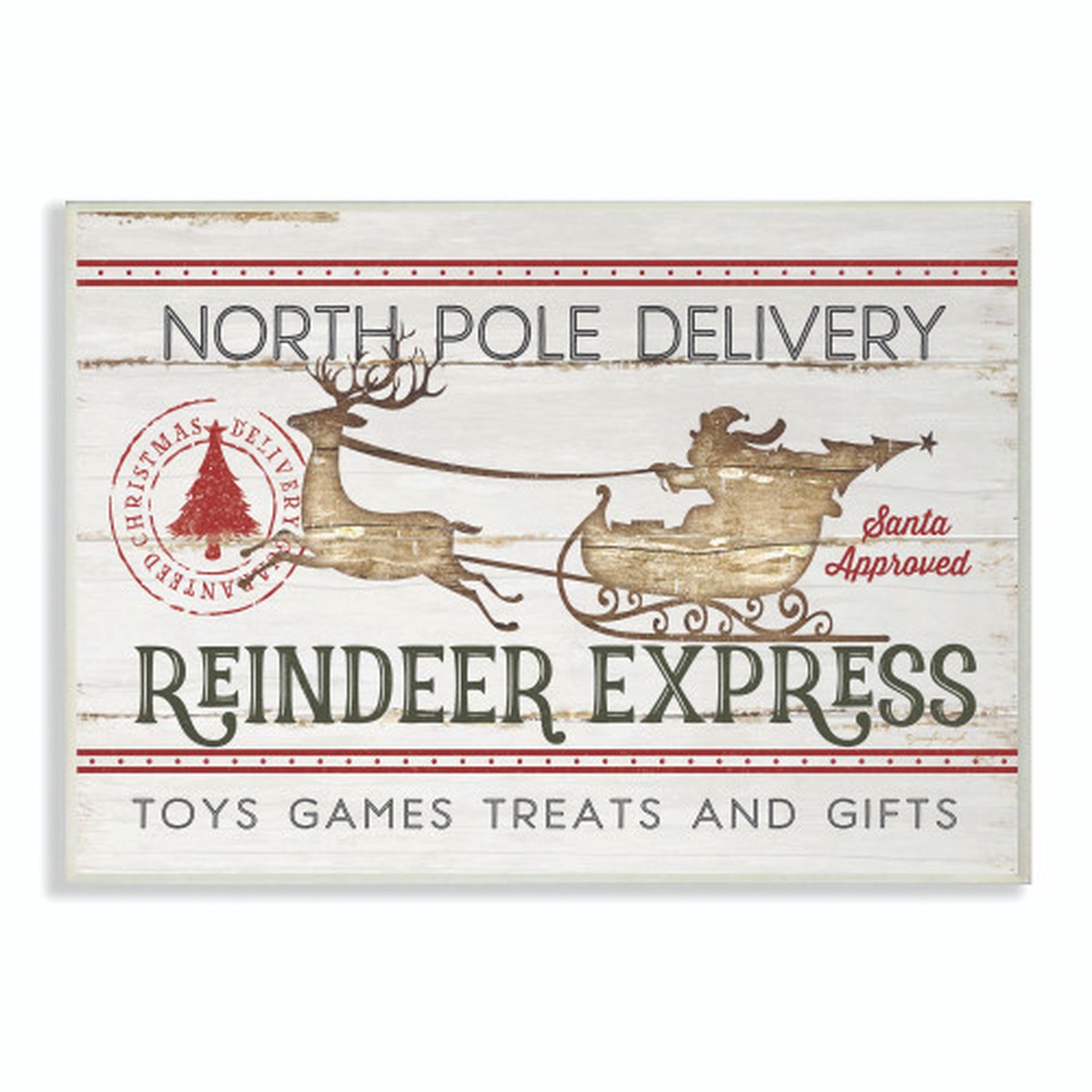 Red and Black North Pole Delivery Christmas Wall Plaque Art 10" x 15"