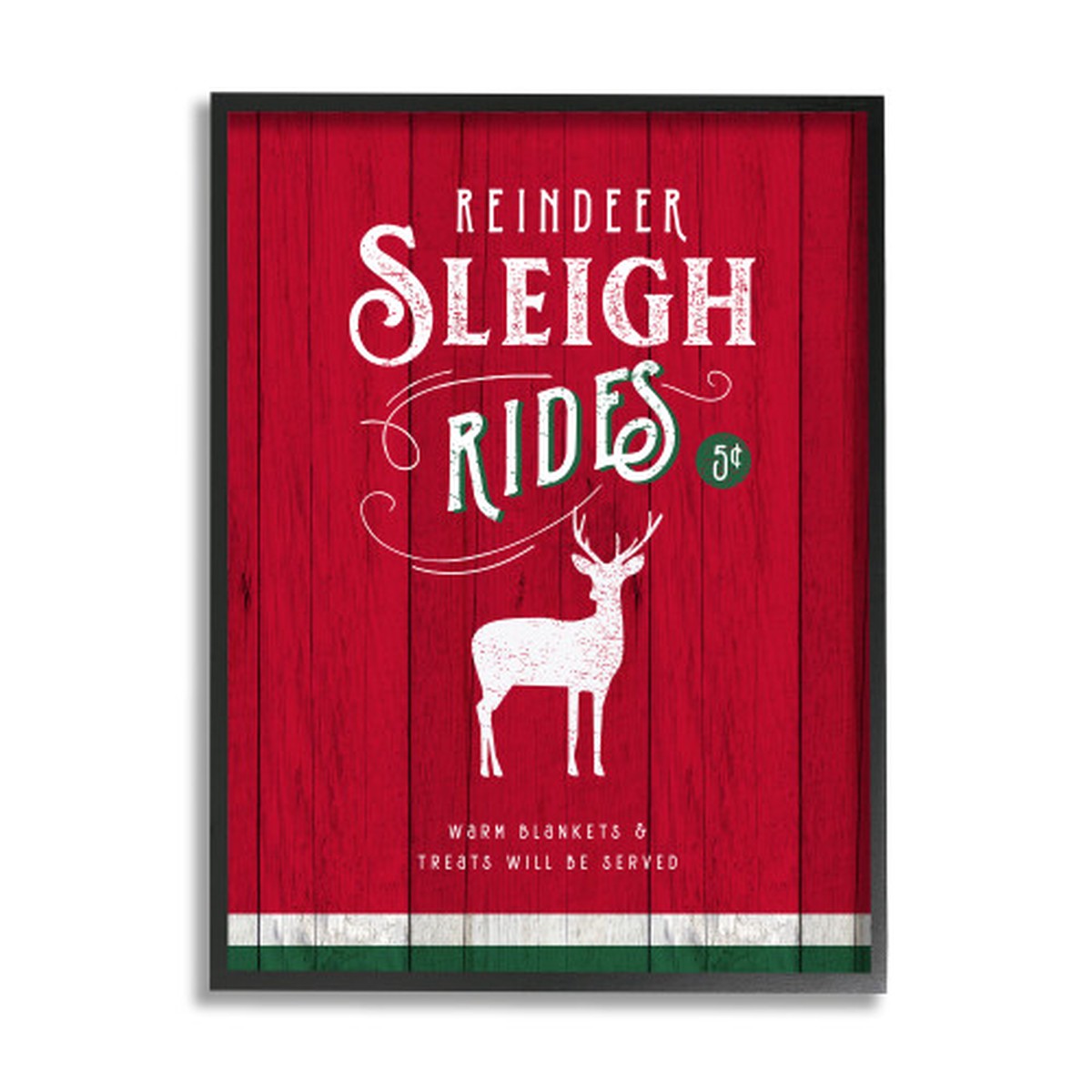 Red and Black "Reindeer Sleigh Rides" XXL Framed Christmas Wall Art 30" x 24"