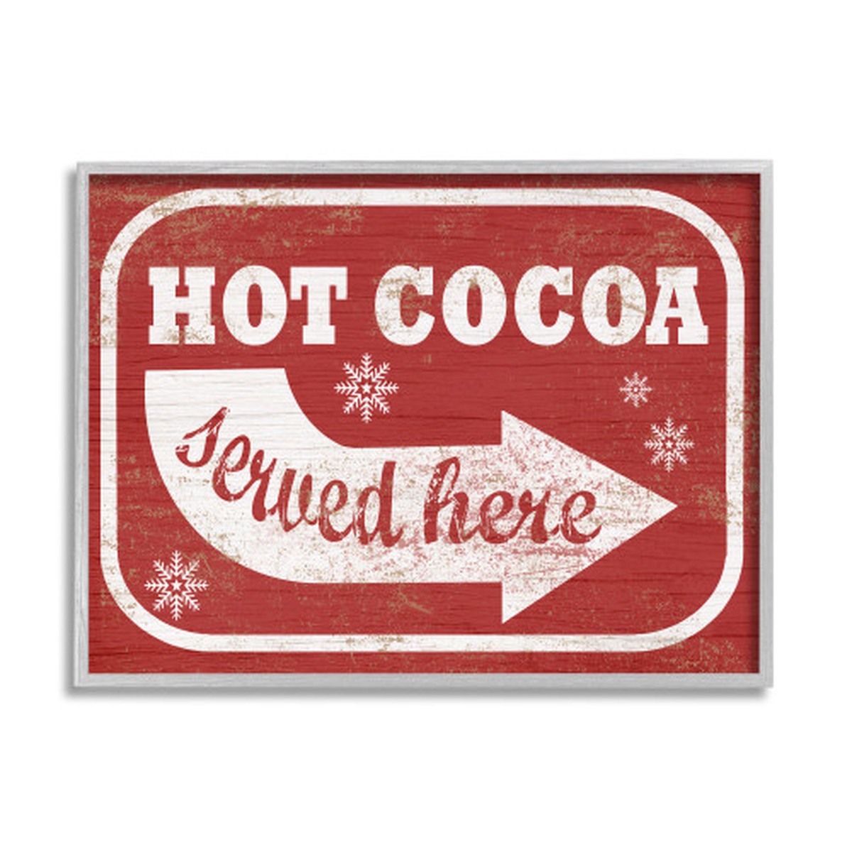Red and Gray "Hot Cocoa Served Here" Framed Christmas Wall Art 24" x 30"
