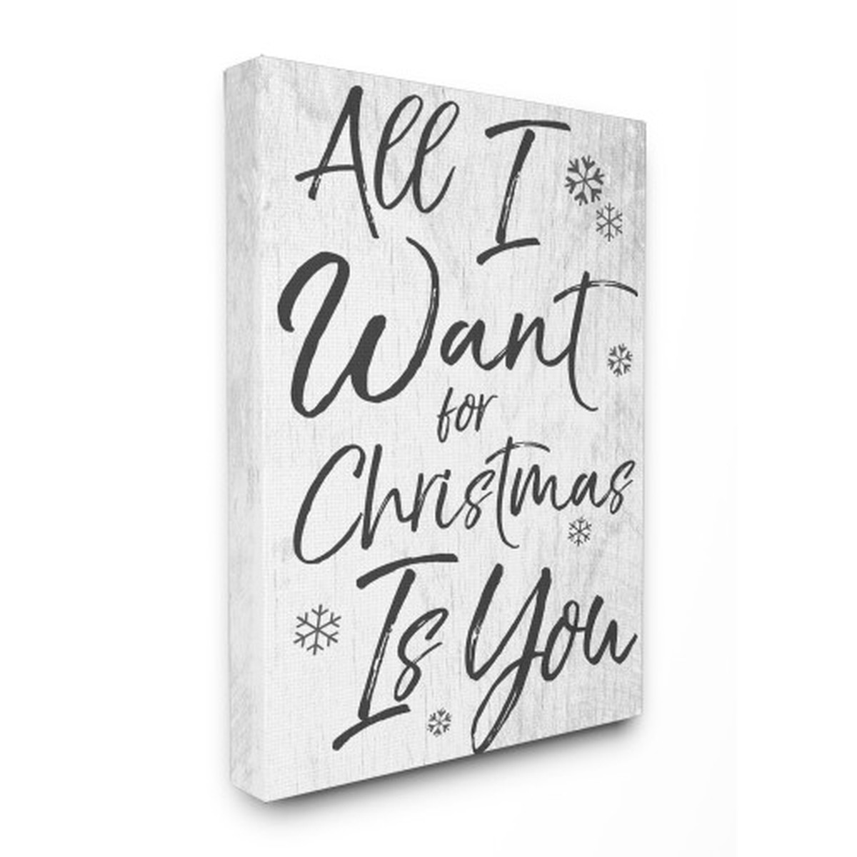 White and Black All I Want for Christmas Rectangular Stretched Canvas Wall Art Decor 40" x 30"