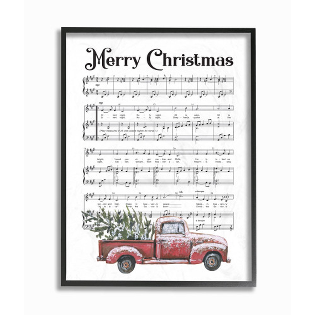White and Black "Merry Christmas" Composition XXL Framed Giclee Texturized Art 30" x 24"