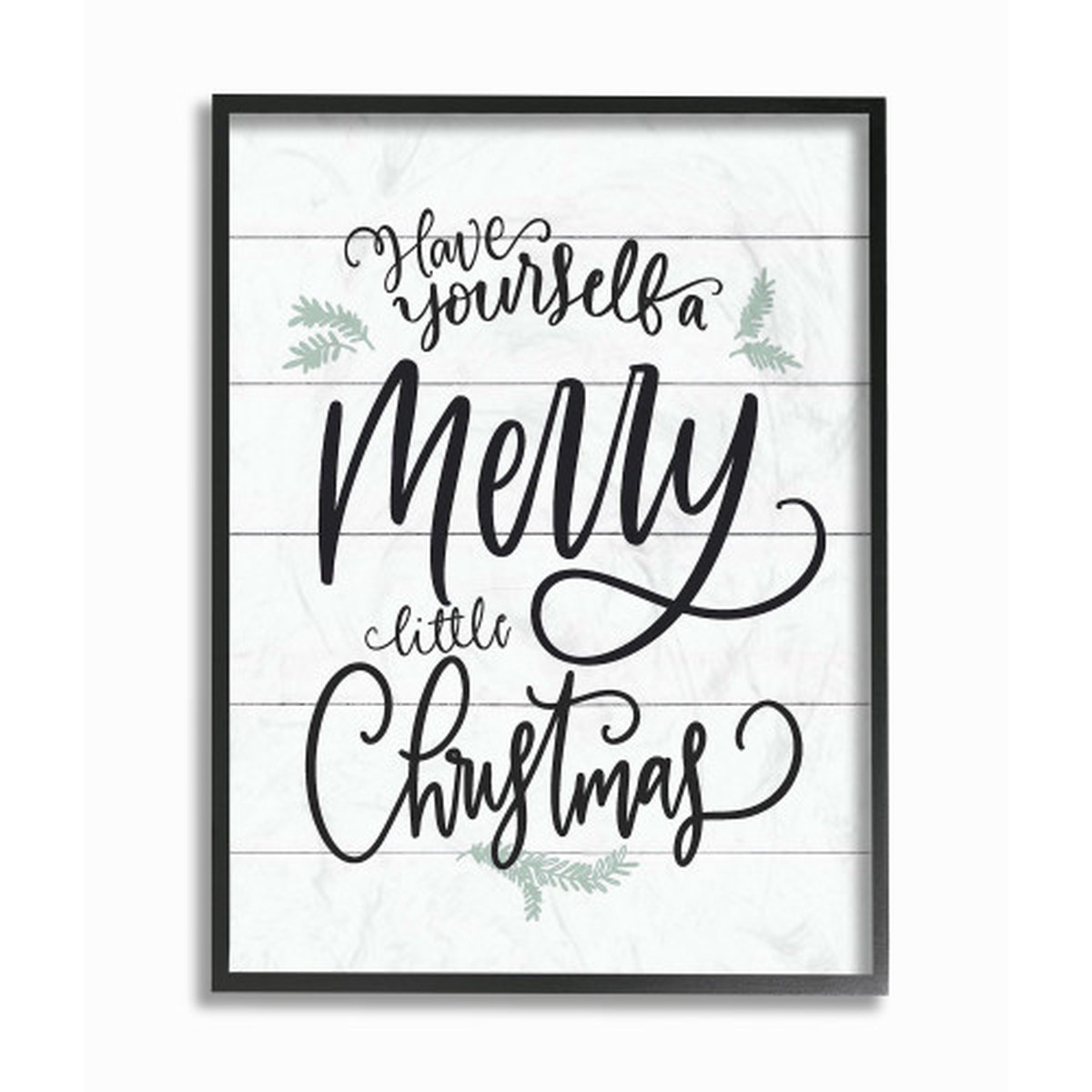 White and Black "Merry Little Christmas" Framed Giclee Texturized Art 20" x 16"