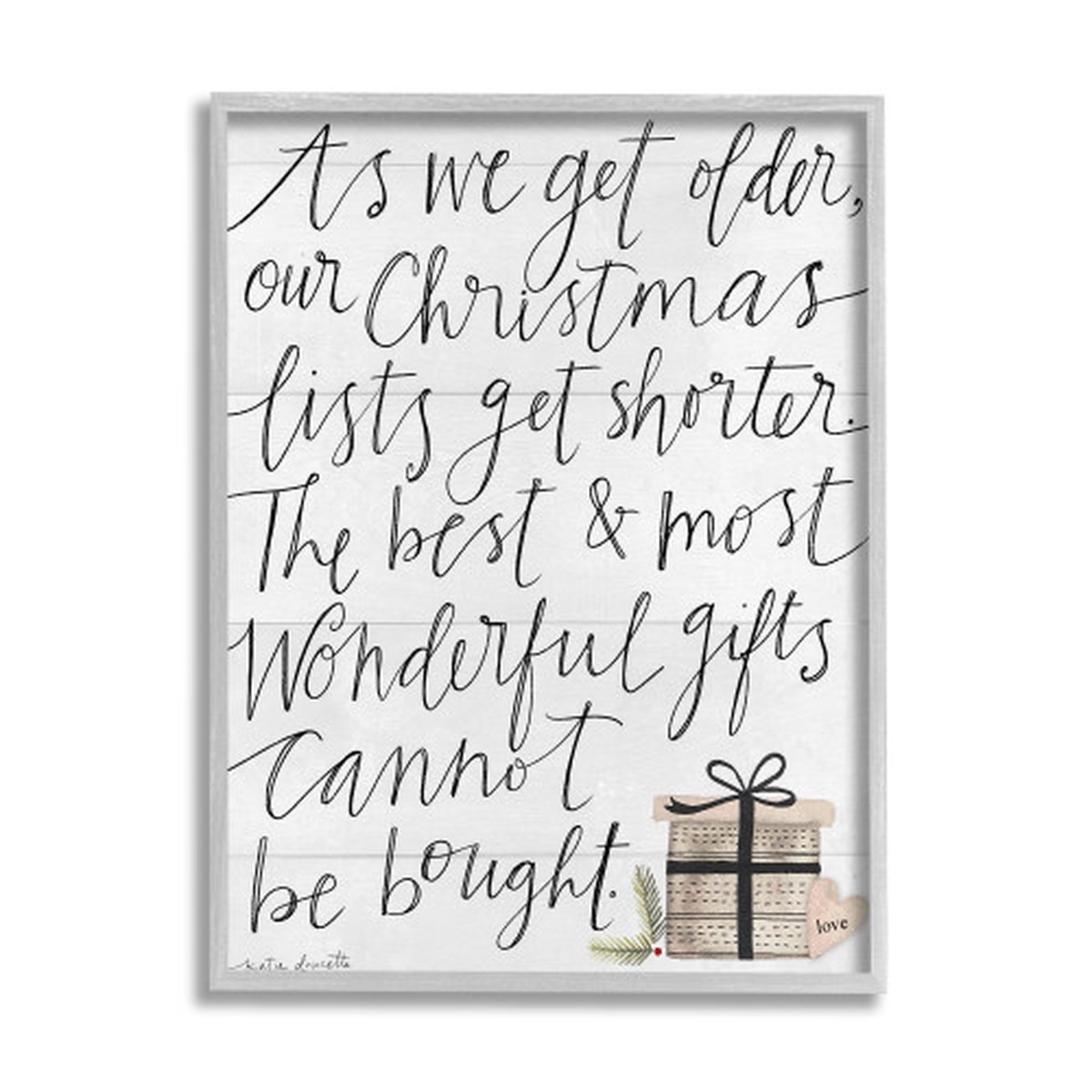 White and Gray Get Shorter Motivational Framed Texturized Christmas Wall Art 20" x 16"