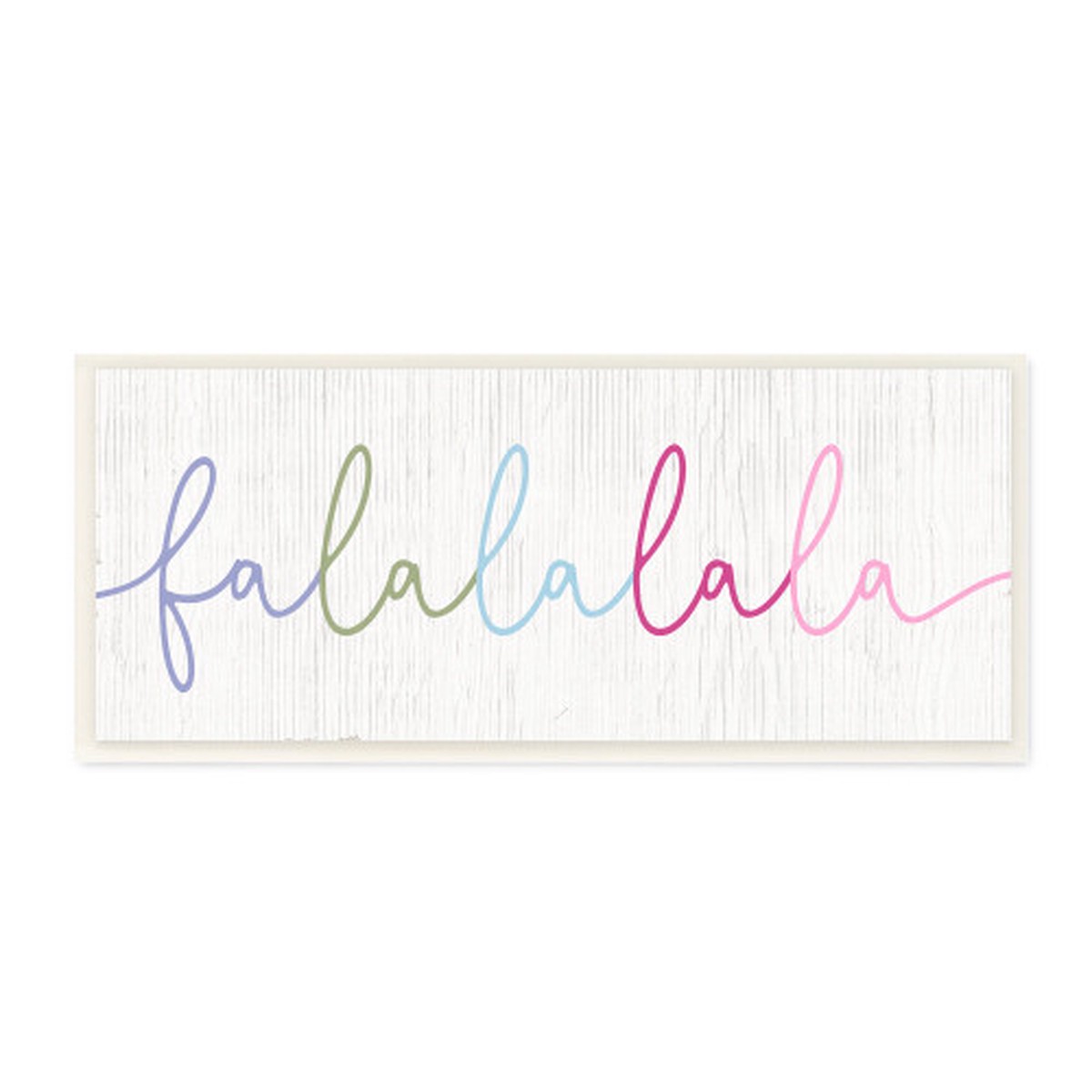 White and Pink "Falalalala" Holiday Phrase Rainbow Text Christmas Wall Plaque Art 17" x 7"