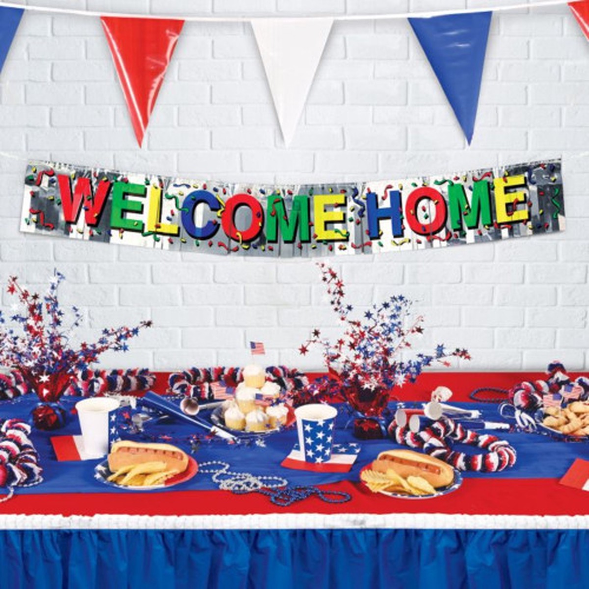 1-Ply Welcome Home Metallic Fringe Party Banner – 5′ – Multicolor – Pack of 12
