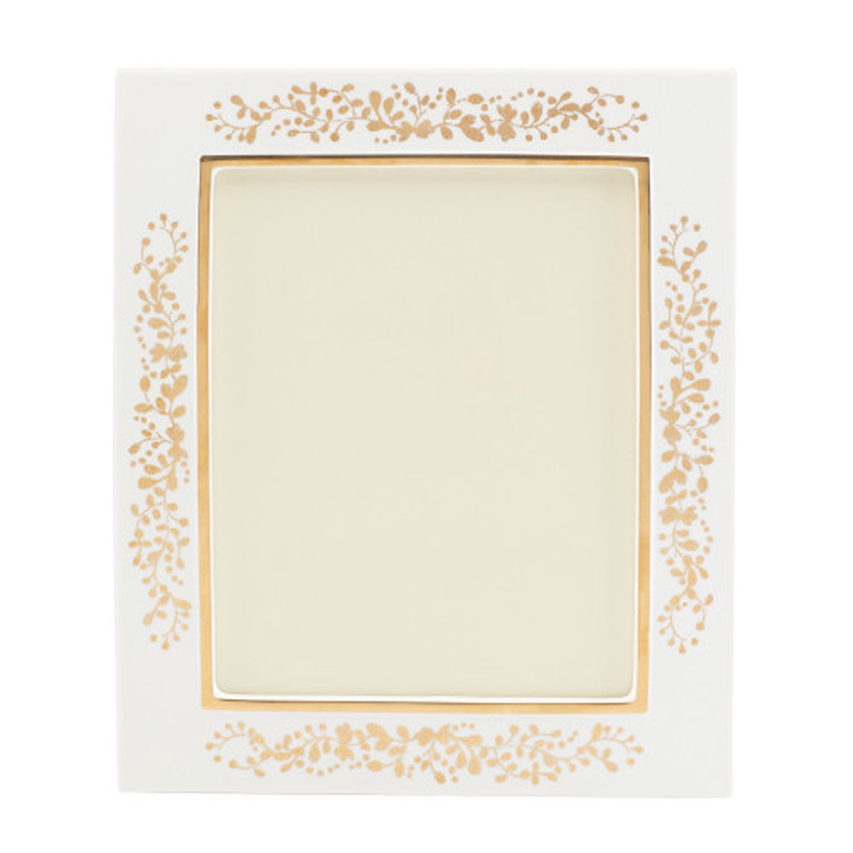 13" White and Gold Elegant Opal Innocence Flourish Glass Rectangular Picture Frame
