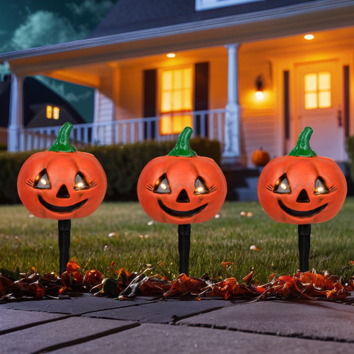 14.5" LED Lighted Jack-O-Lantern Outdoor Halloween Pathway Markers - Set of 3