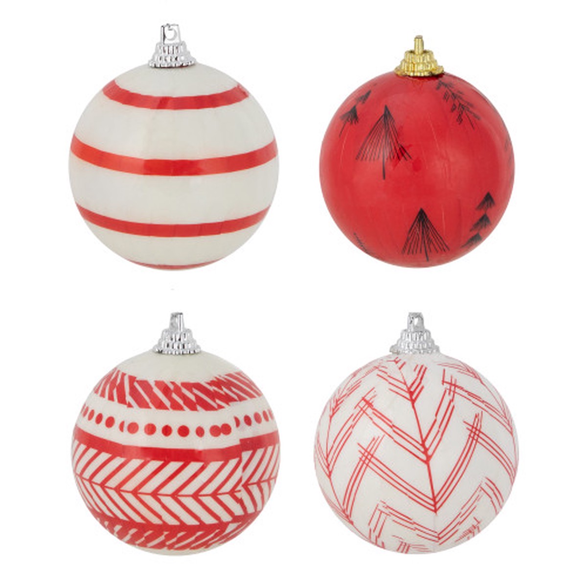 14 Piece 2.25" Scandinavian Style Decoupage Christmas Ball Ornament
