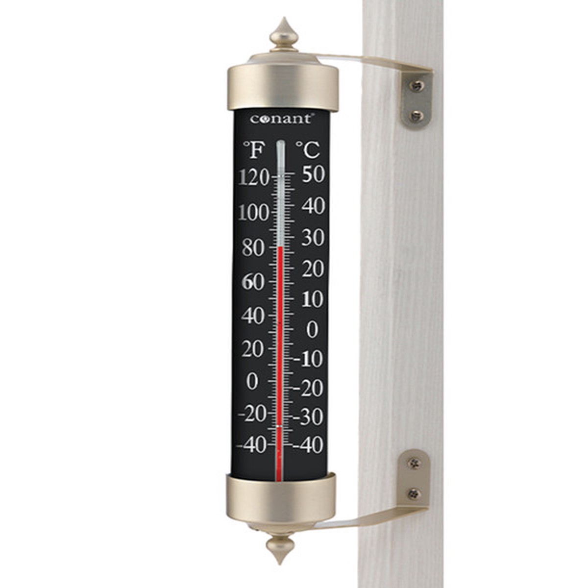 15" Black, White, and Gray T16 Thermometer With Black-Colored dial and Satin Nickel Finish