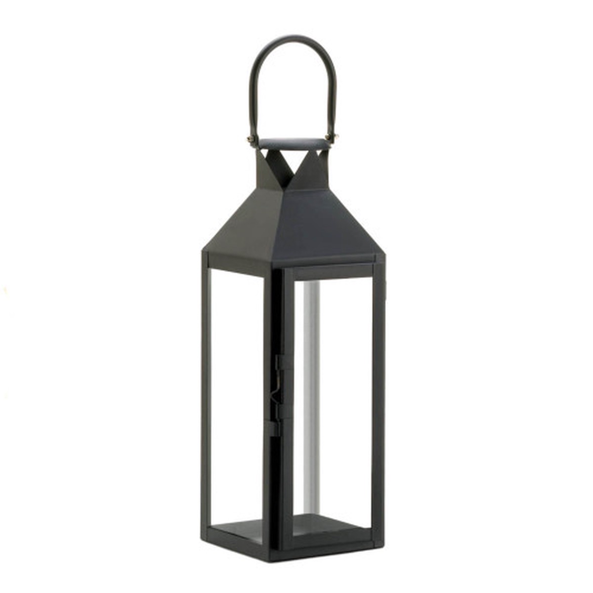 16.25" Black Contemporary Candle Lantern with Handle