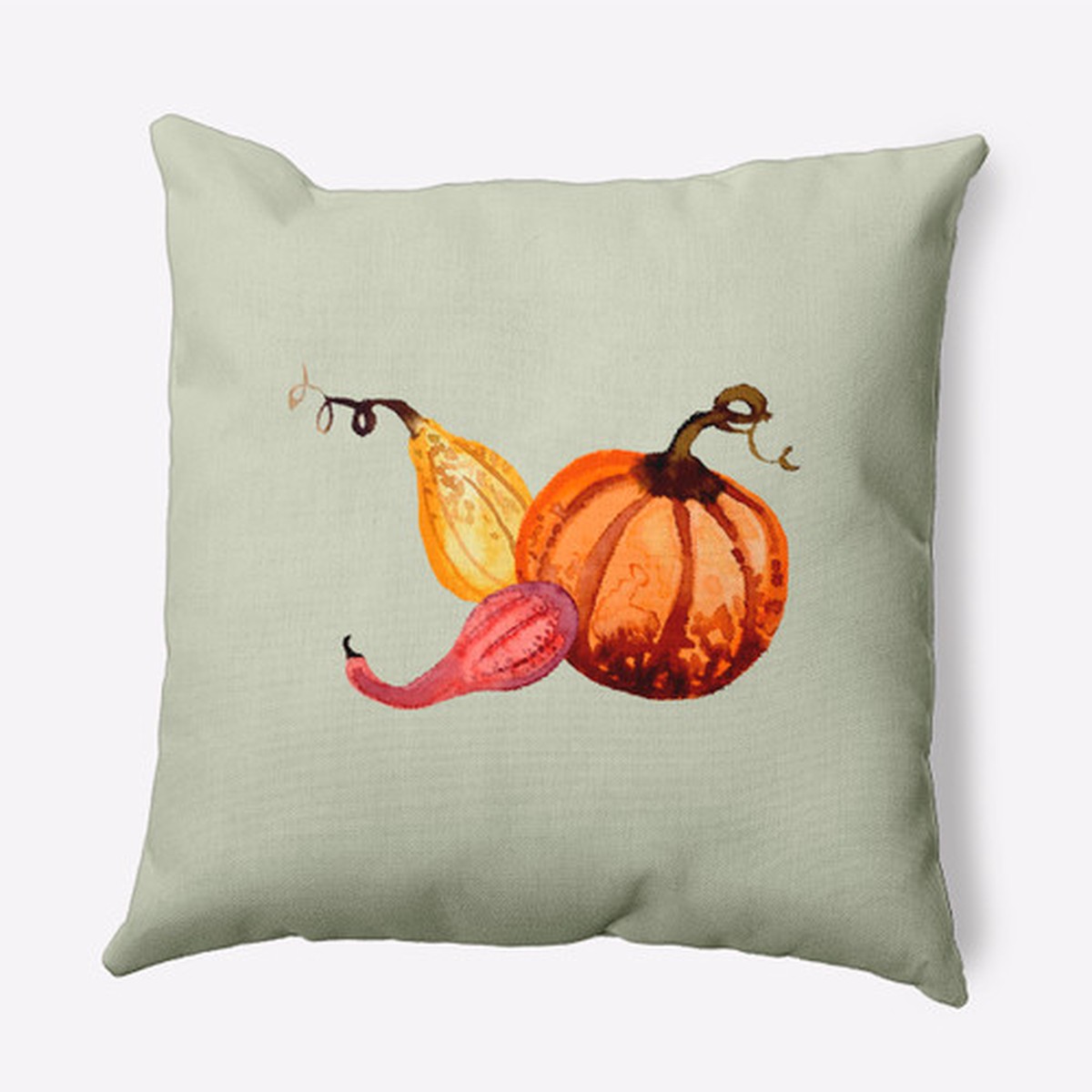 16" x 16" Green and Orange Gourd Pile Fall Harvest Throw Pillow