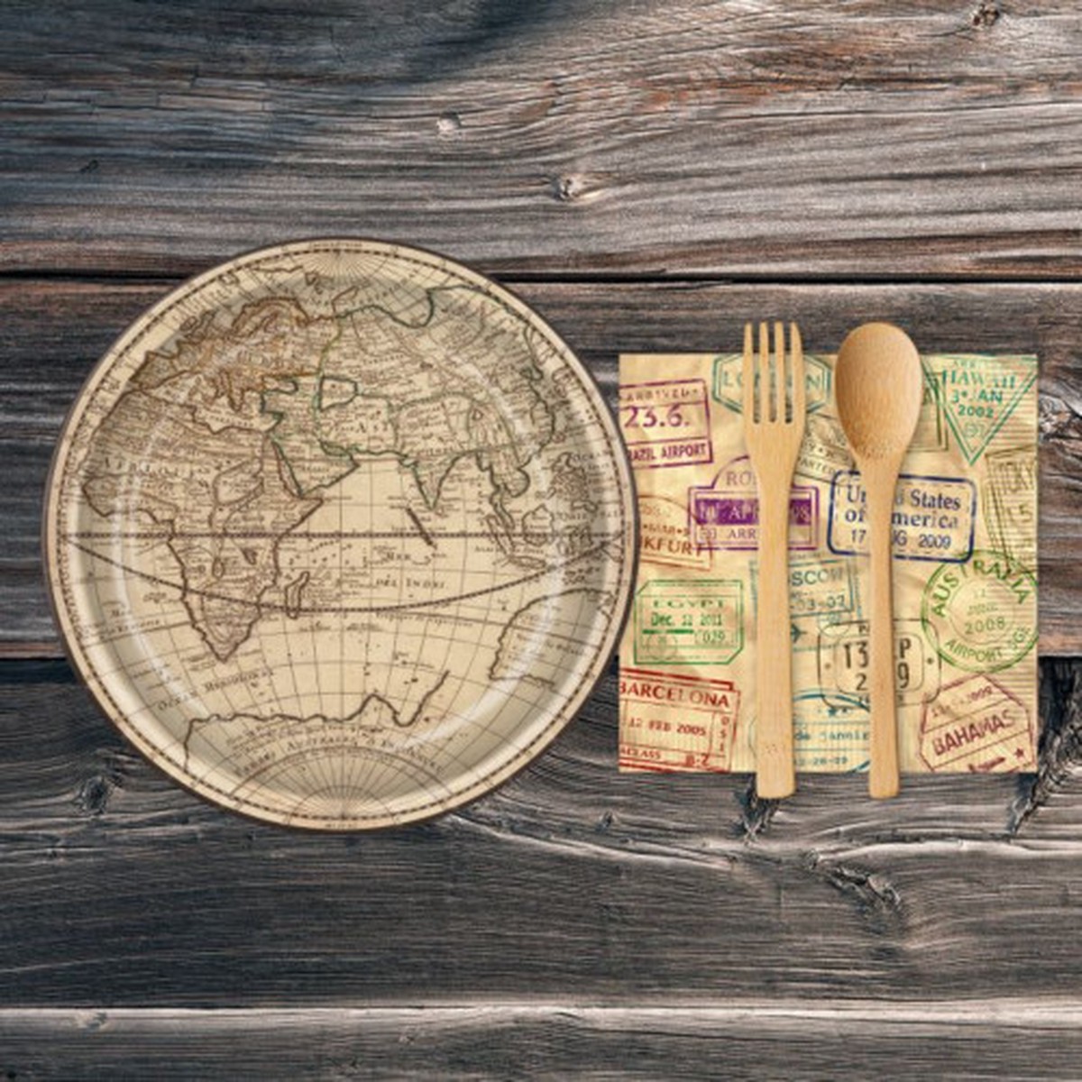 2-Ply Disposable Around the World Luncheon Party Napkins - 6.5" - Pack of 192