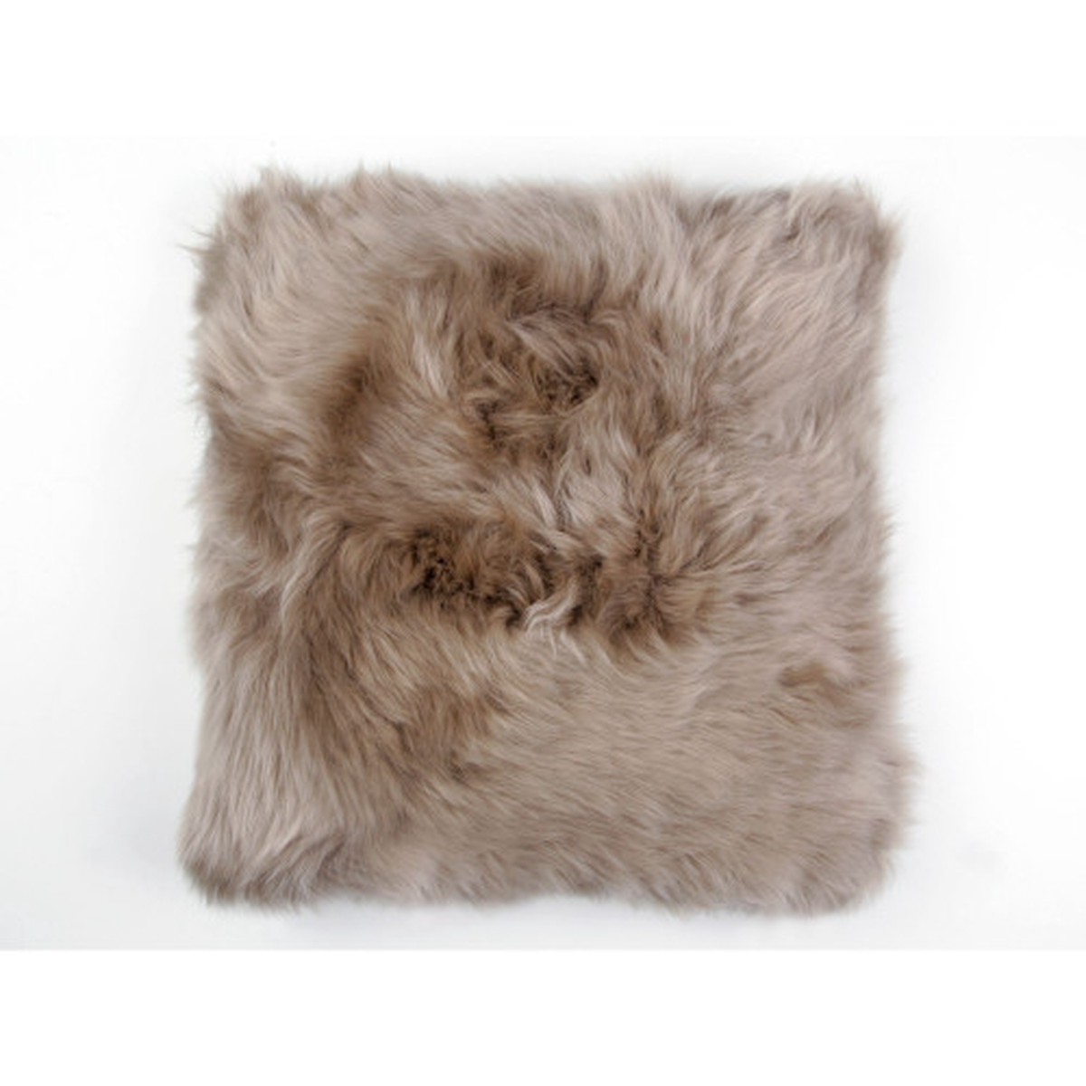 24" Brown Square Decorative Longwool Sheepskin Cushion - Wool Filler