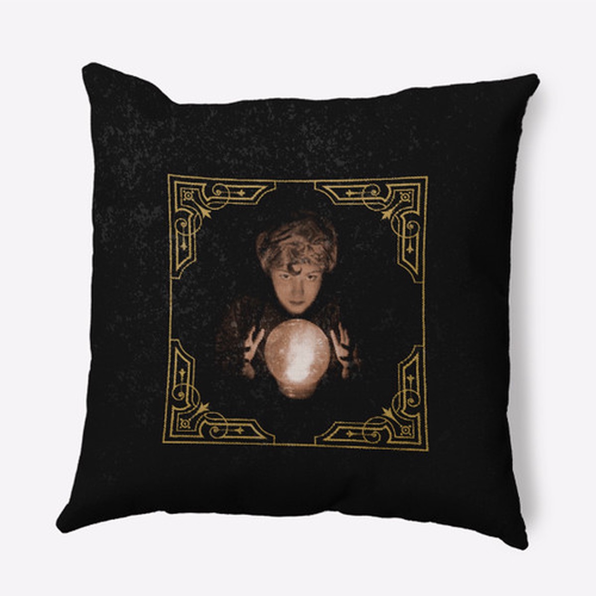 26" x 26" Black and Yellow All Seeing Psychic Halloween Throw Pillow