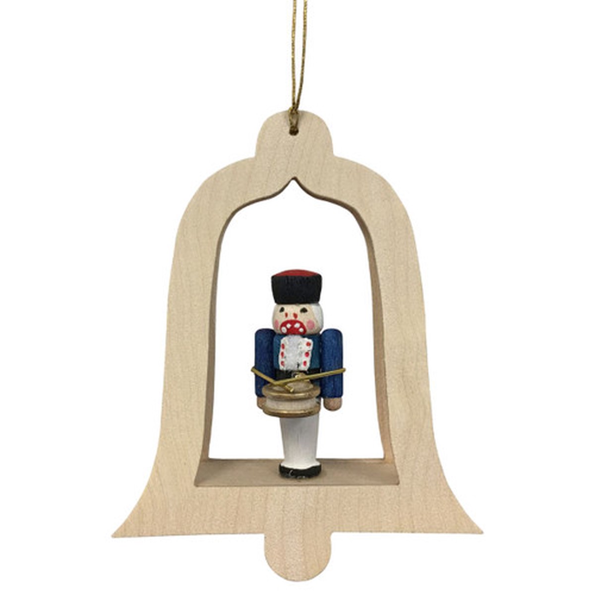 3.25" Richard Glaesser Nutcracker Drummer in a Bell Christmas Ornament