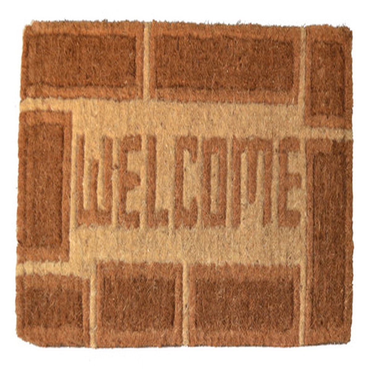30" Brown Welcome Design Decorative Hand Woven Doormat