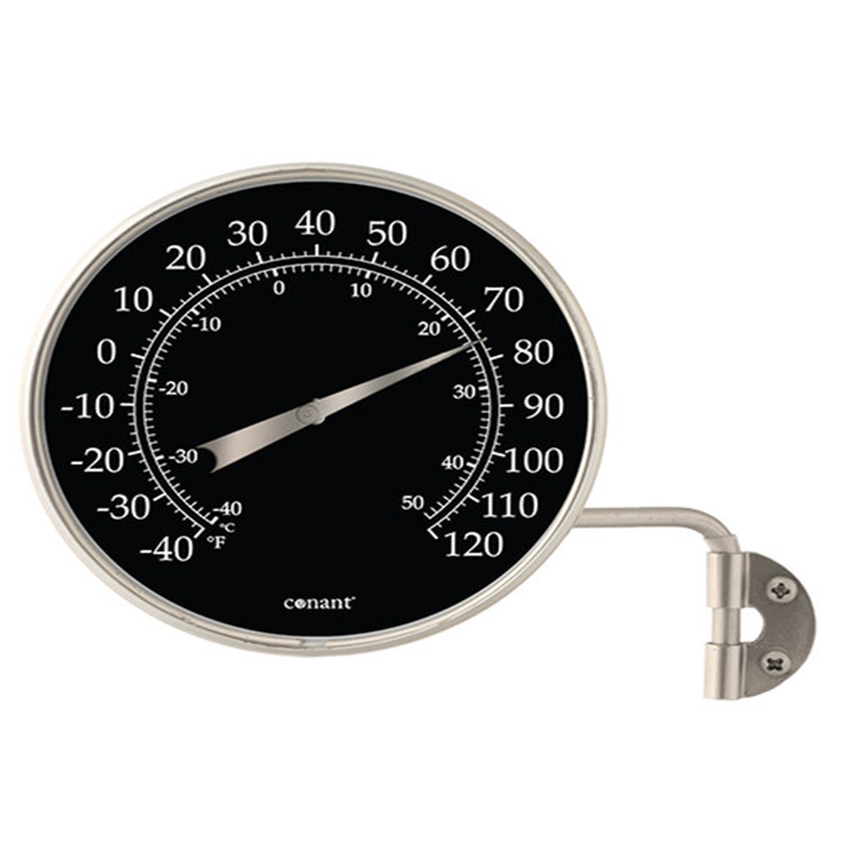 4" Black, White, and Gray Aluminum Dial Thermometer Satin Nickel Finish