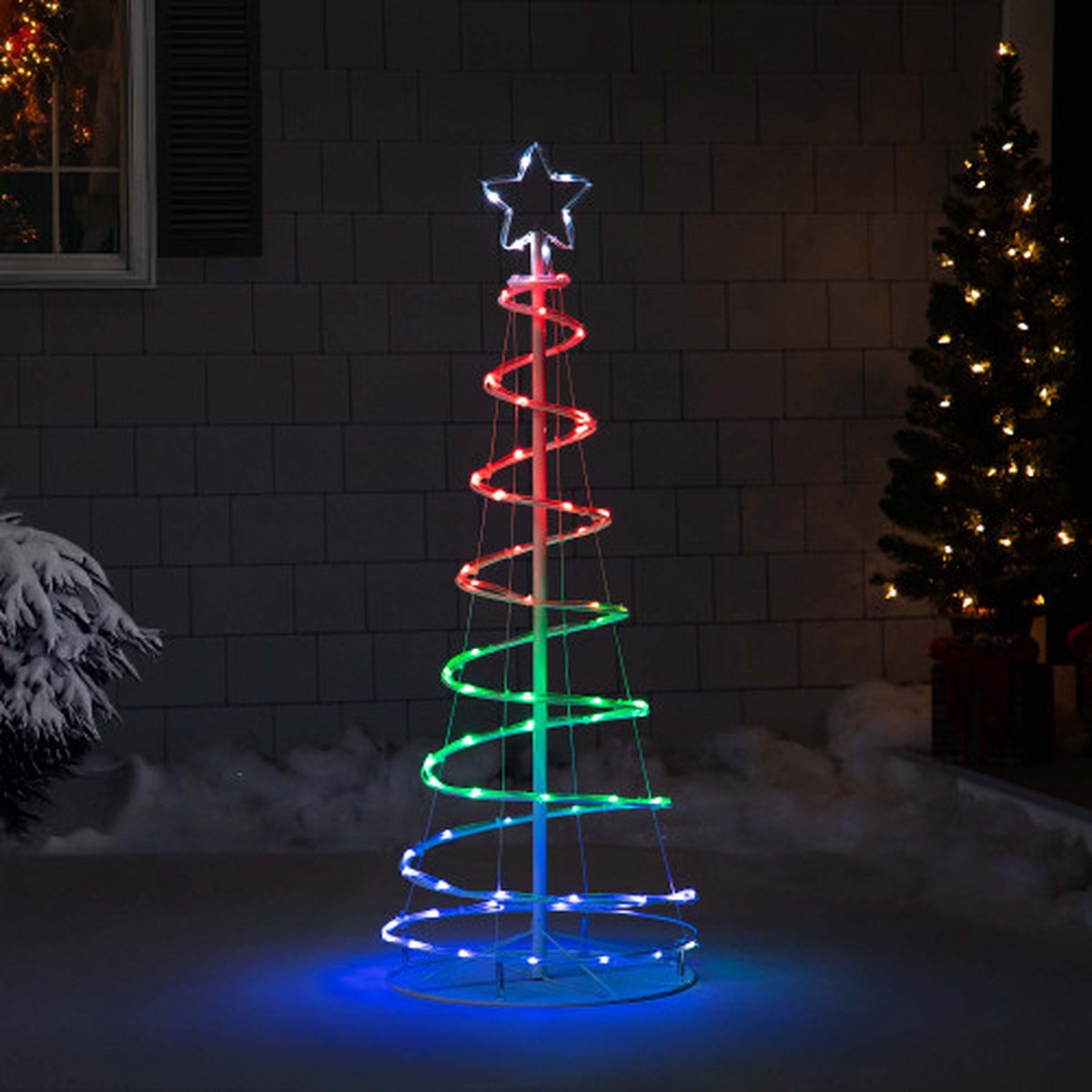 4' LED Lighted Color Changing Multi-Function Outdoor Spiral Christmas Tree - Multi Lights