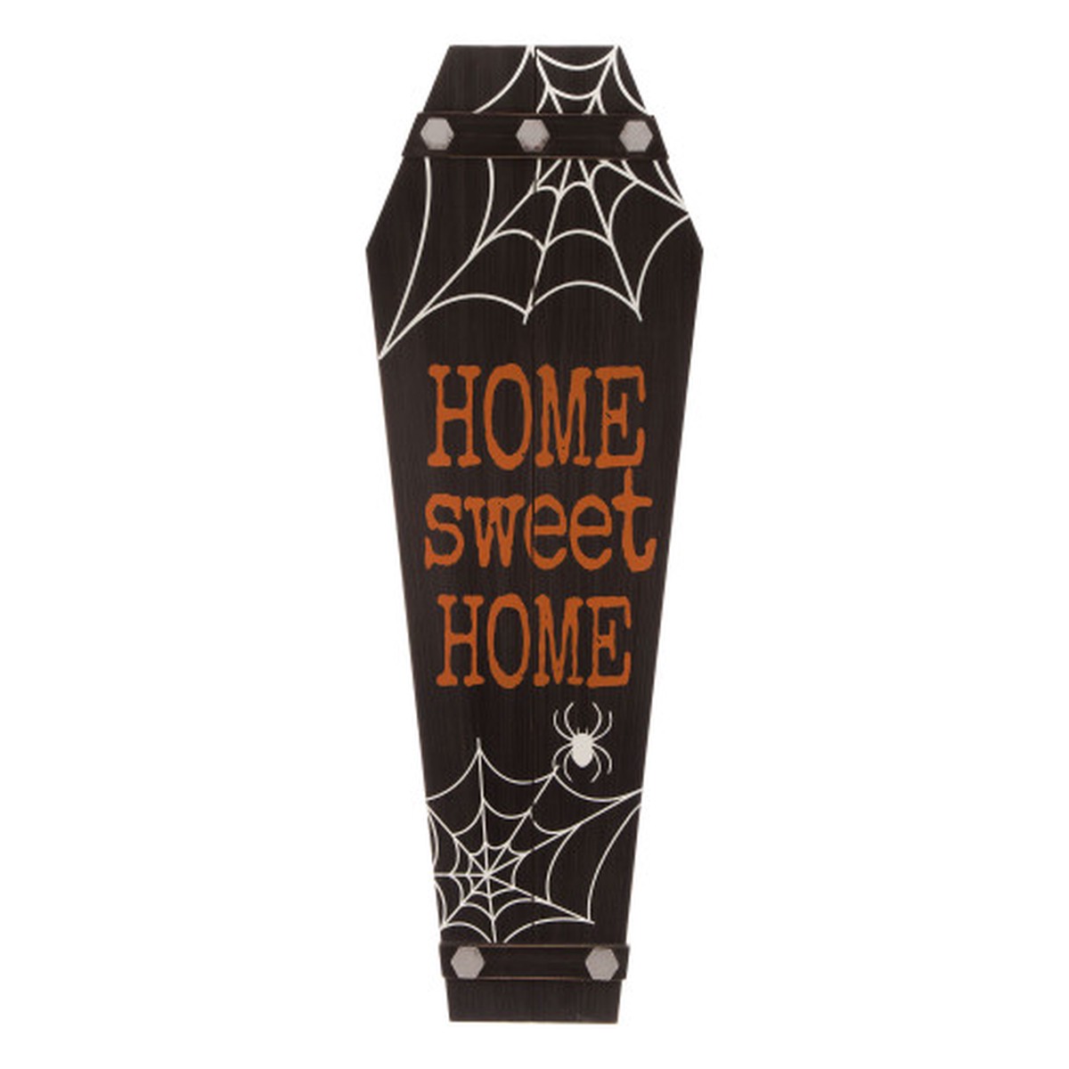 42" Black and Orange Halloween Coffin Porch Board Decoration