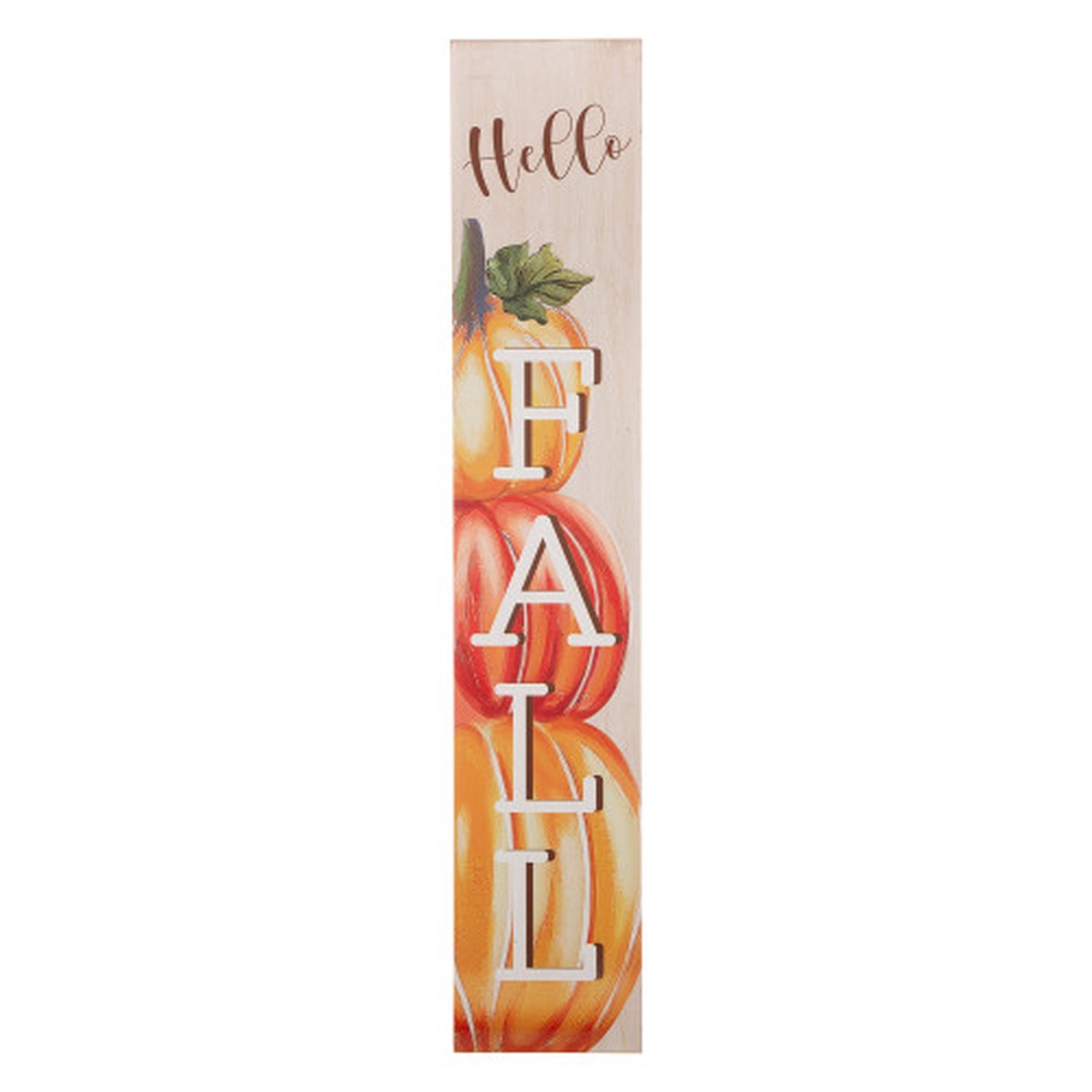 42" Orange and White Pumpkin 'Hello Fall' Thanksgiving Porch Board Sign Decoration