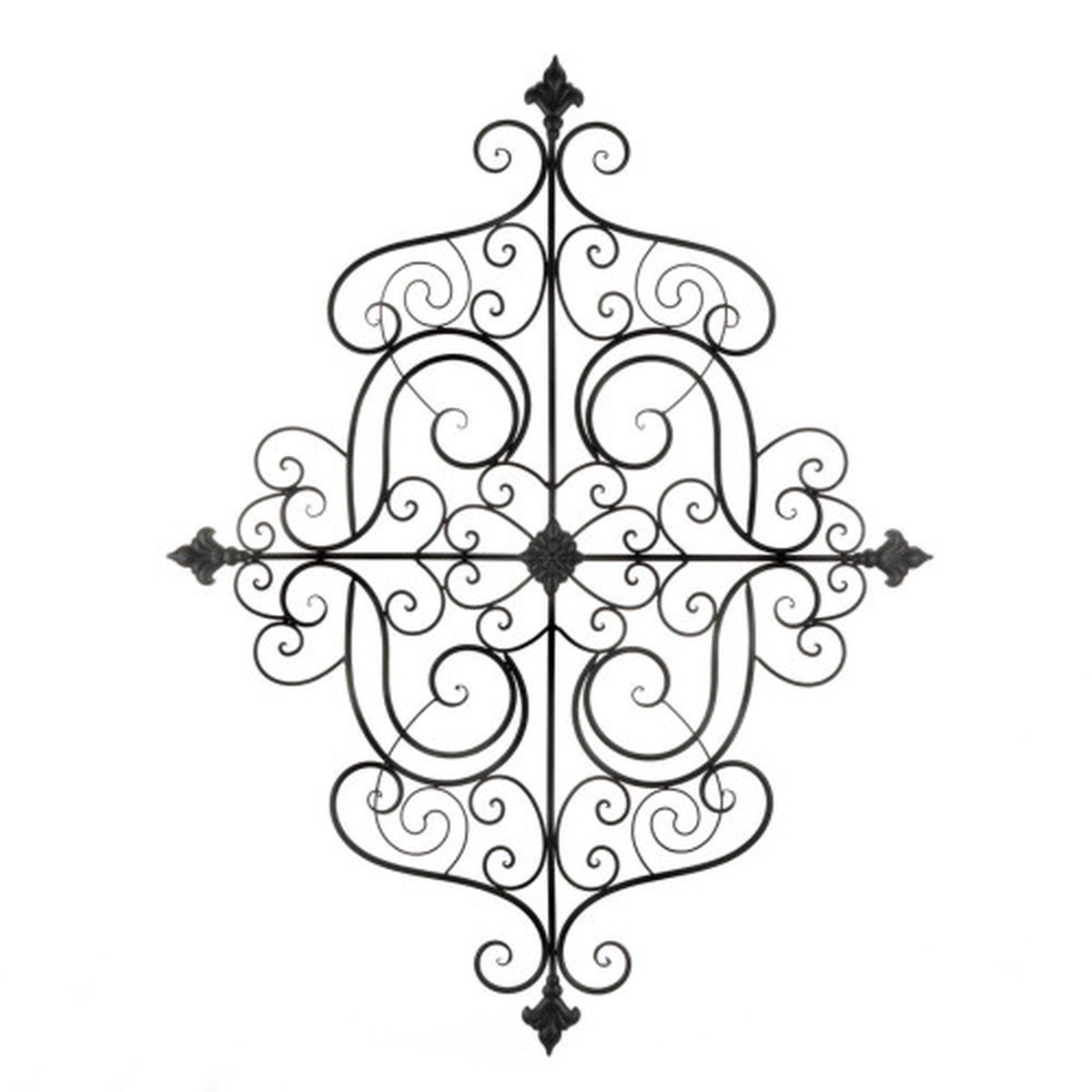 43.5" Black Fleur-De-Lis Scrollwork Wall Plaque