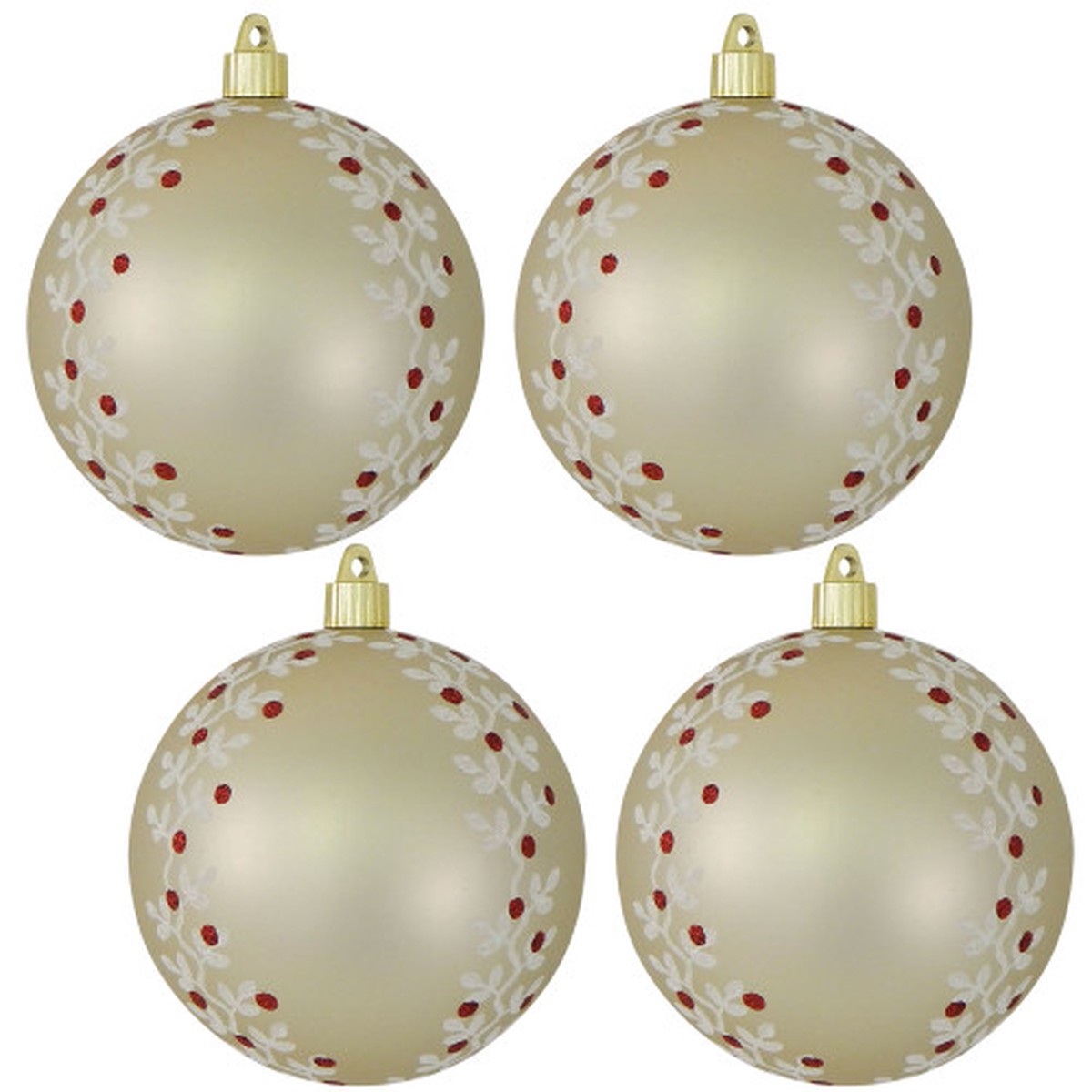 4ct Buff Velvet Shatterproof Christmas Ball Ornament 4.75" (120mm)