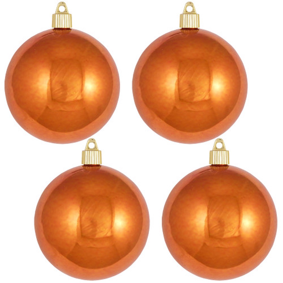 4ct Mandarin Orange Shatterproof Christmas Ball Ornaments 4" (100mm)