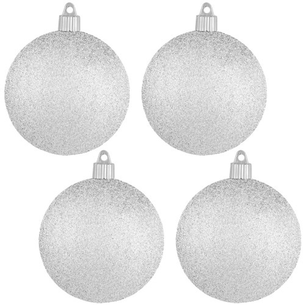 4ct Silver Shatterproof Christmas Ball Ornaments 4" (100mm)