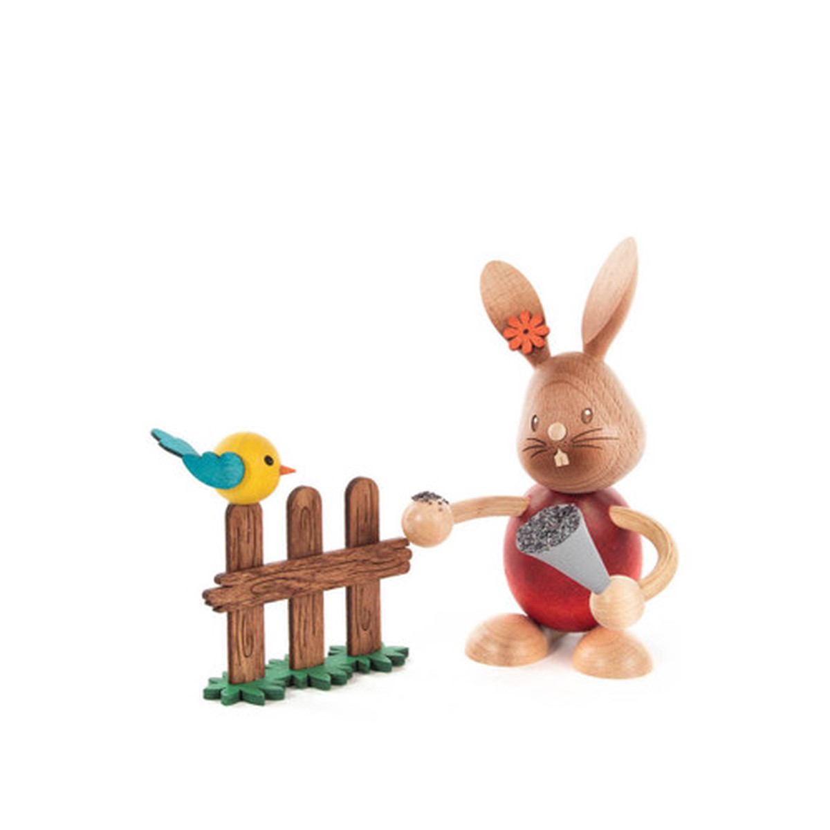 5" Dregeno Bunny Feeding Bird Easter Figure