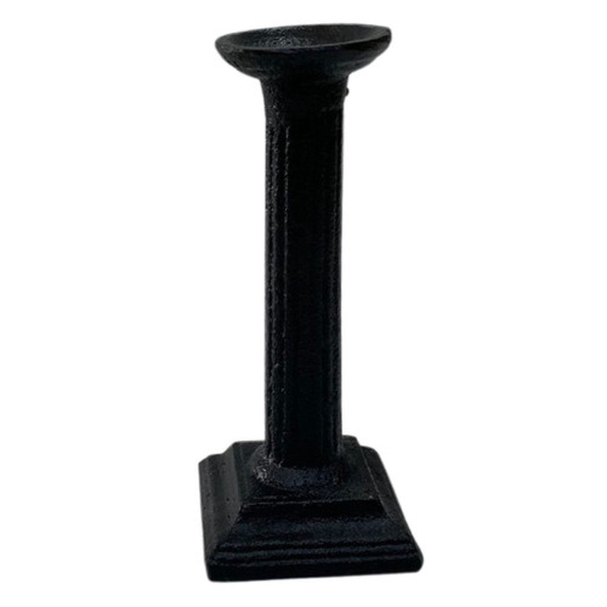 7.45" Black Contemporary Round Pillar Candle Holder - Large