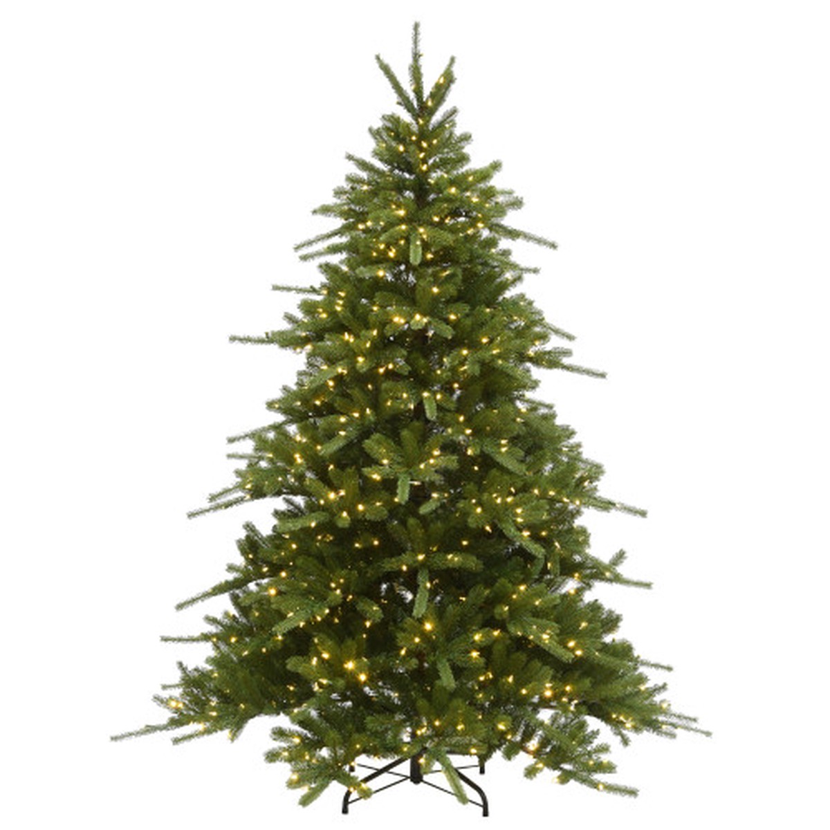 7.5' Pre-Lit Full Ponderosa Fir Artificial Christmas Tree, Multicolor LED Lights
