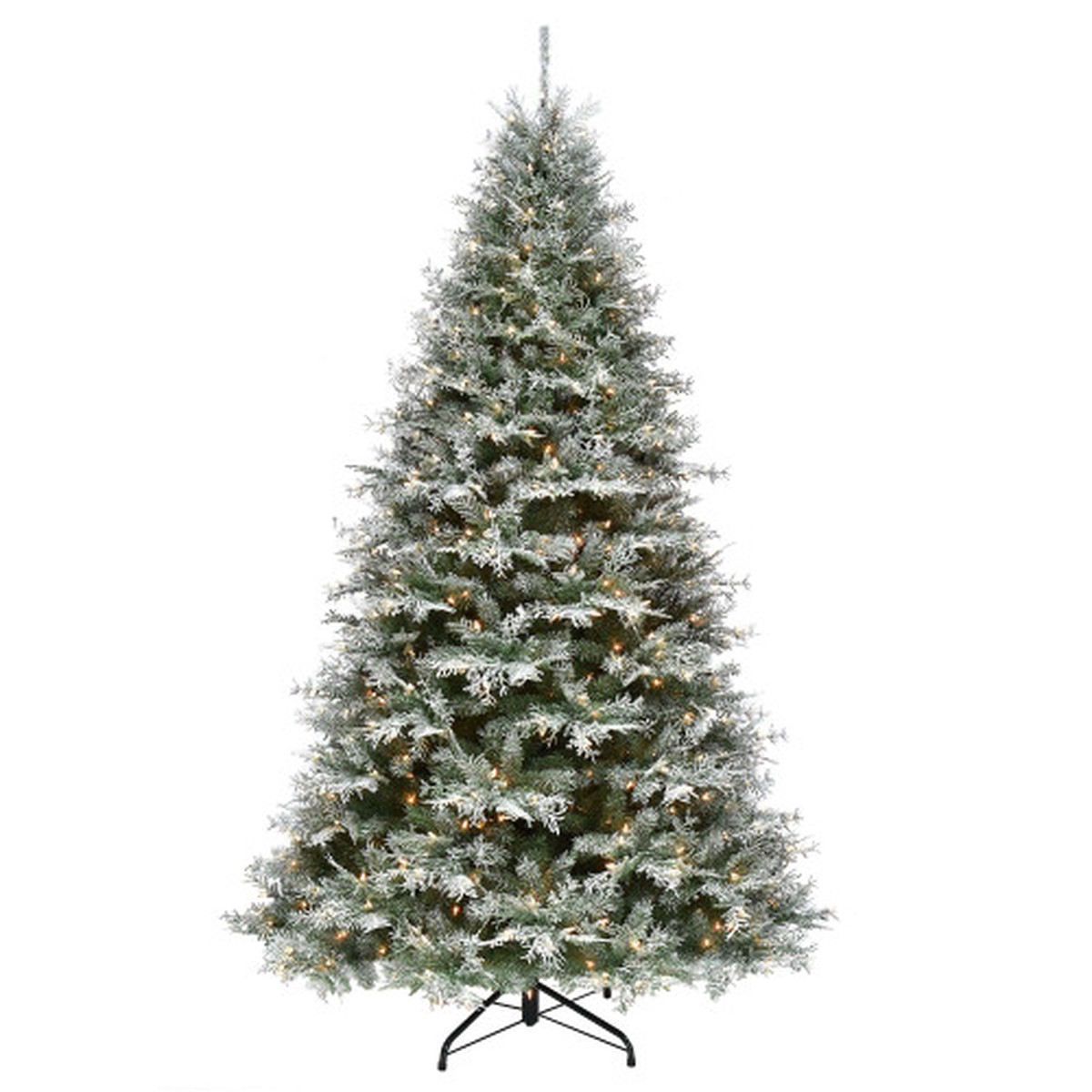 7.5 Pre-Lit Snowy Stonington Fir Medium Artificial Christmas Tree, Multicolor LED Lights