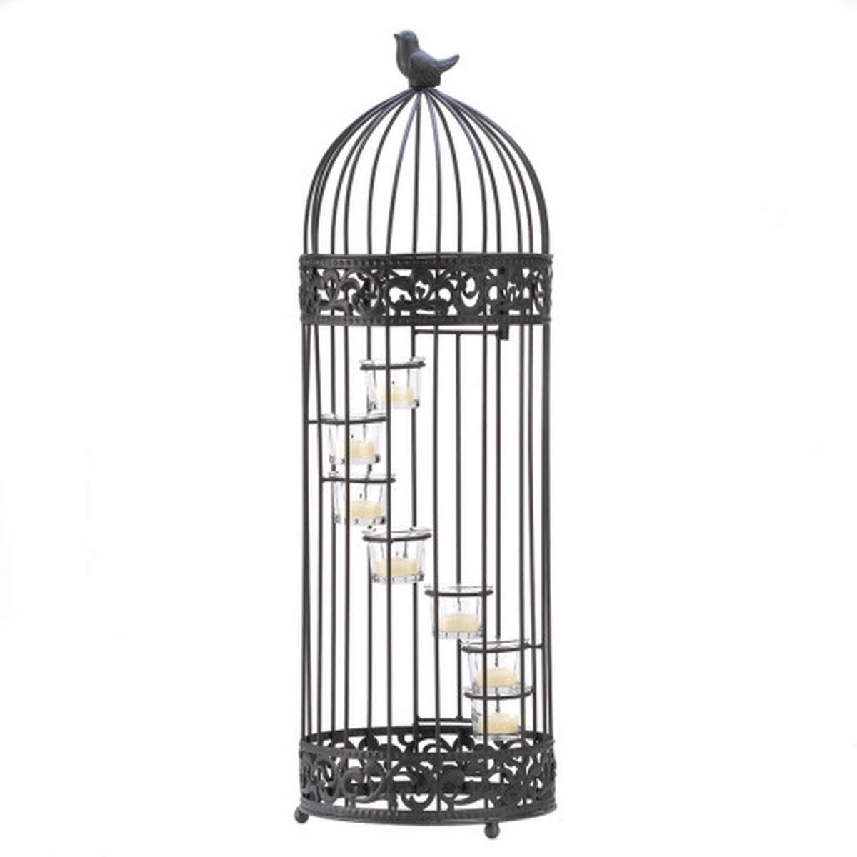 Birdcage Staircase Candle Holder -28" - Black