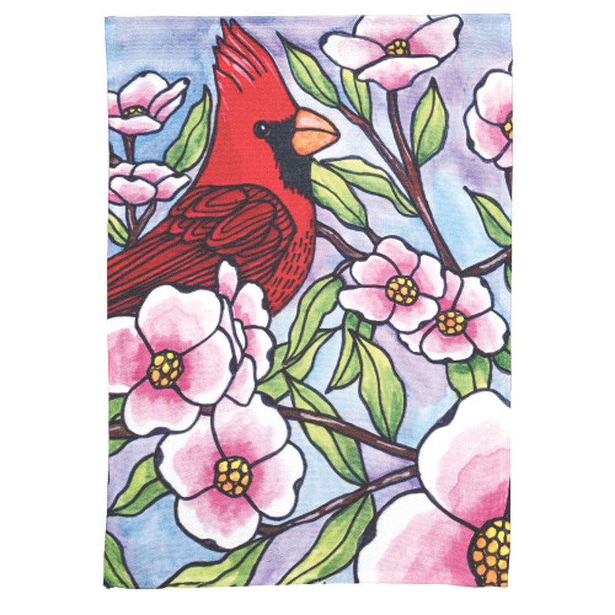 Blue and Red Cardinal Dogwood Blooms Outdoor House Flag 44" x 30"